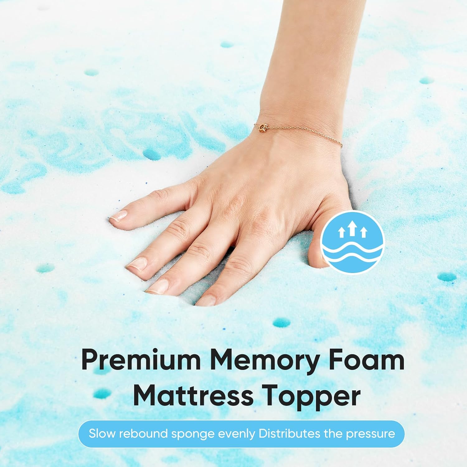 Detalle de OLIXIS Memory Foam Mattress Topper, 3-Inch