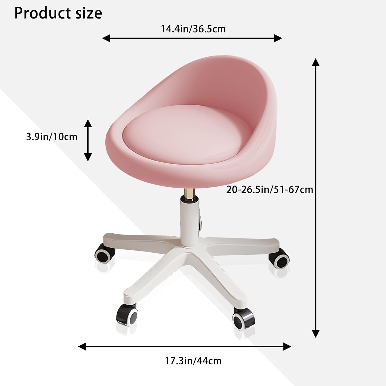Detalle 2 de Rolling Stool Ergonomic Swivel Seat 14.4-inch