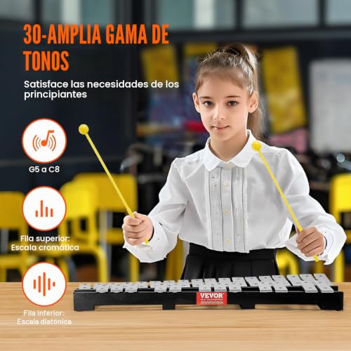 Detalle de VEVOR Kit de Campana de Xilófono Glockenspiel de 30 Notas