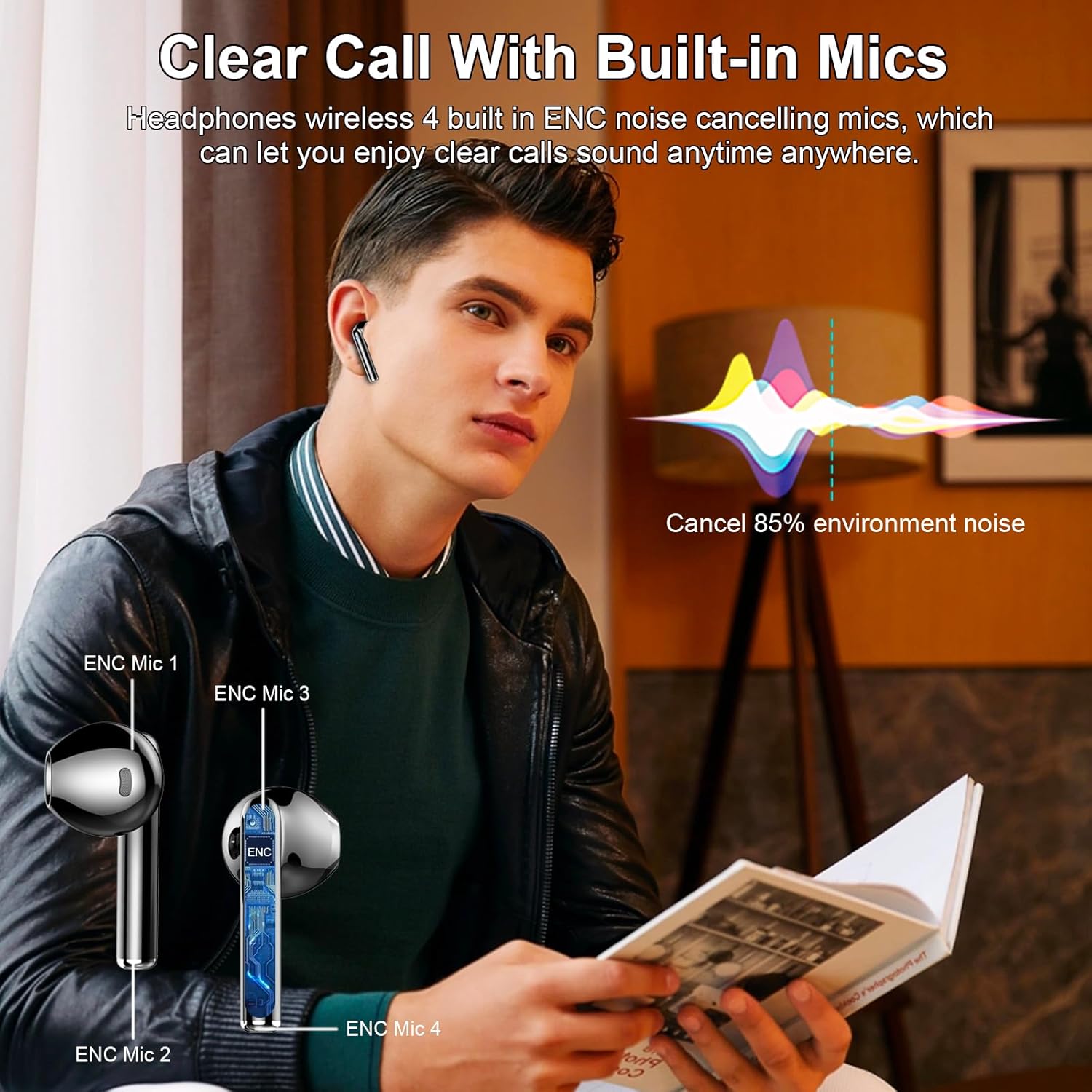 Thumbnail 1 de Cuffie Bluetooth 2026 con 4 microfoni ENC, audio HiFi stereo e autonomia fino a 40 ore