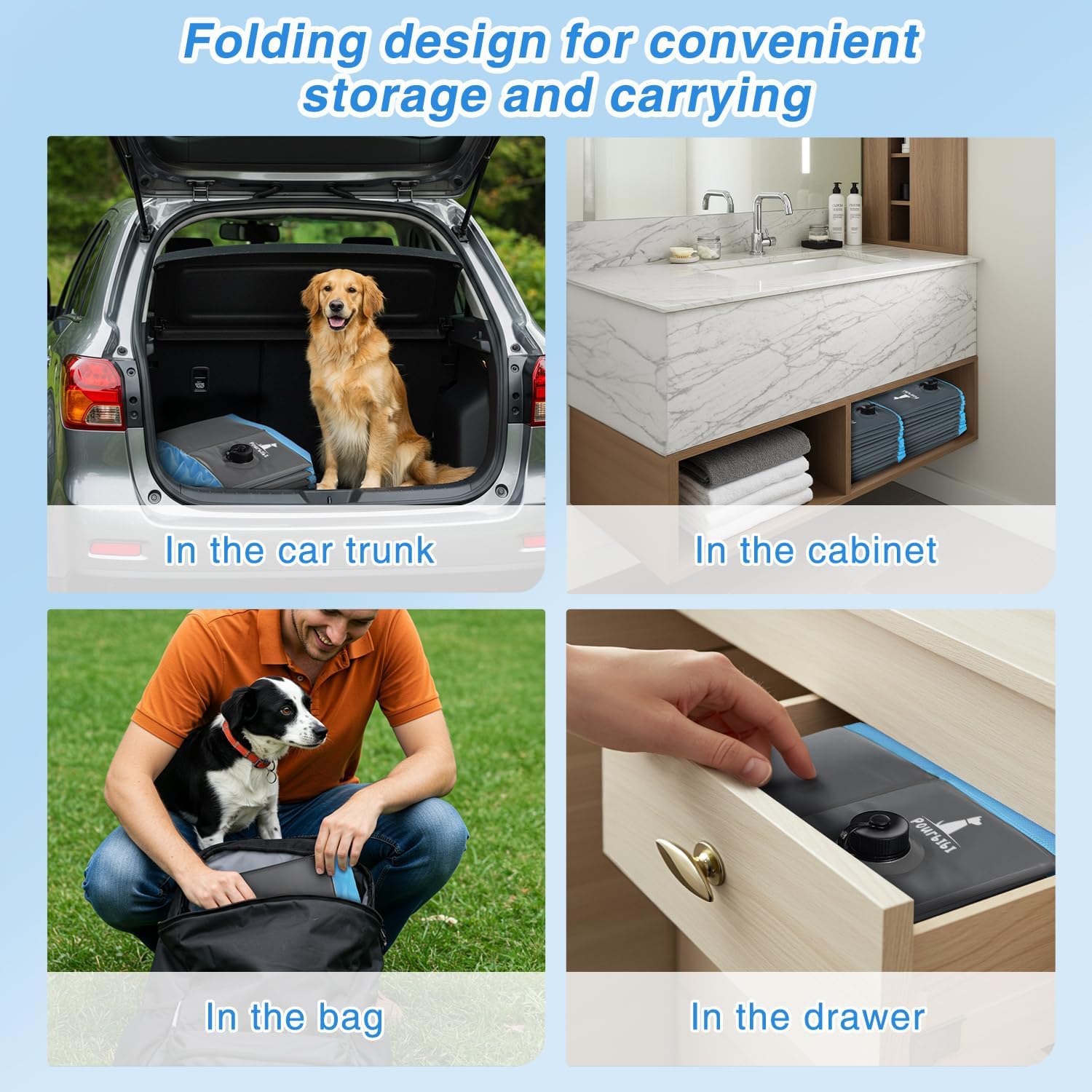 Detalle de Pourbibi Foldable Dog Pool for Large Dogs – XL 160x30cm PVC Paddling Pool