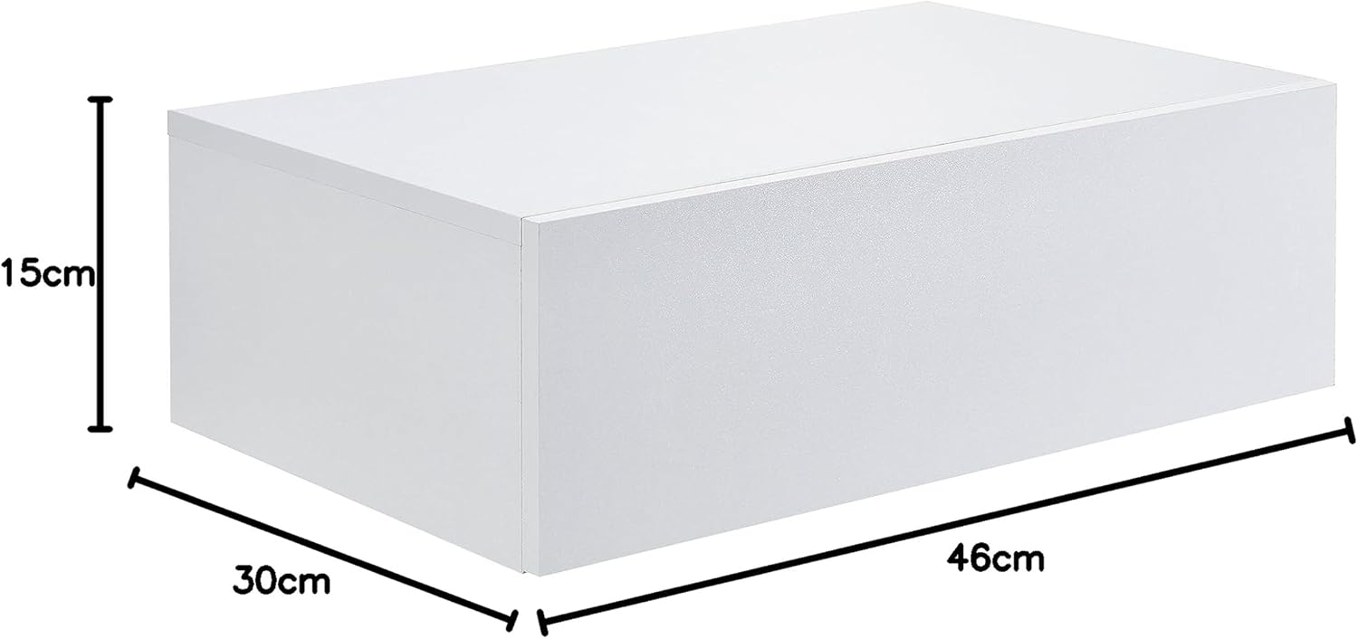 Thumbnail 1 de [en.casa] 2 étagères murales blanches laquées avec 2 tiroirs, 46 x 30 x 15 cm