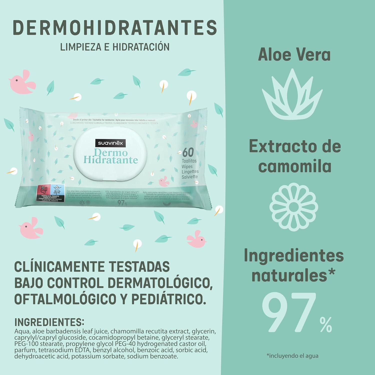 Detalle 2 de Suavinex Pack 14x60 Toallitas Bebé Dermohidratantes Natural