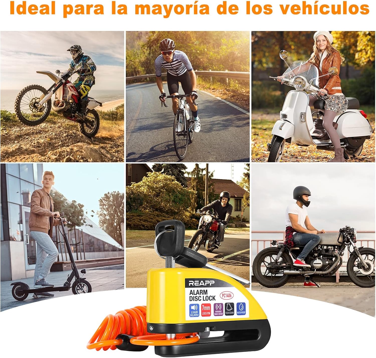 Thumbnail 4 de REAPP Candado Moto Disco con Alarma 110dB
