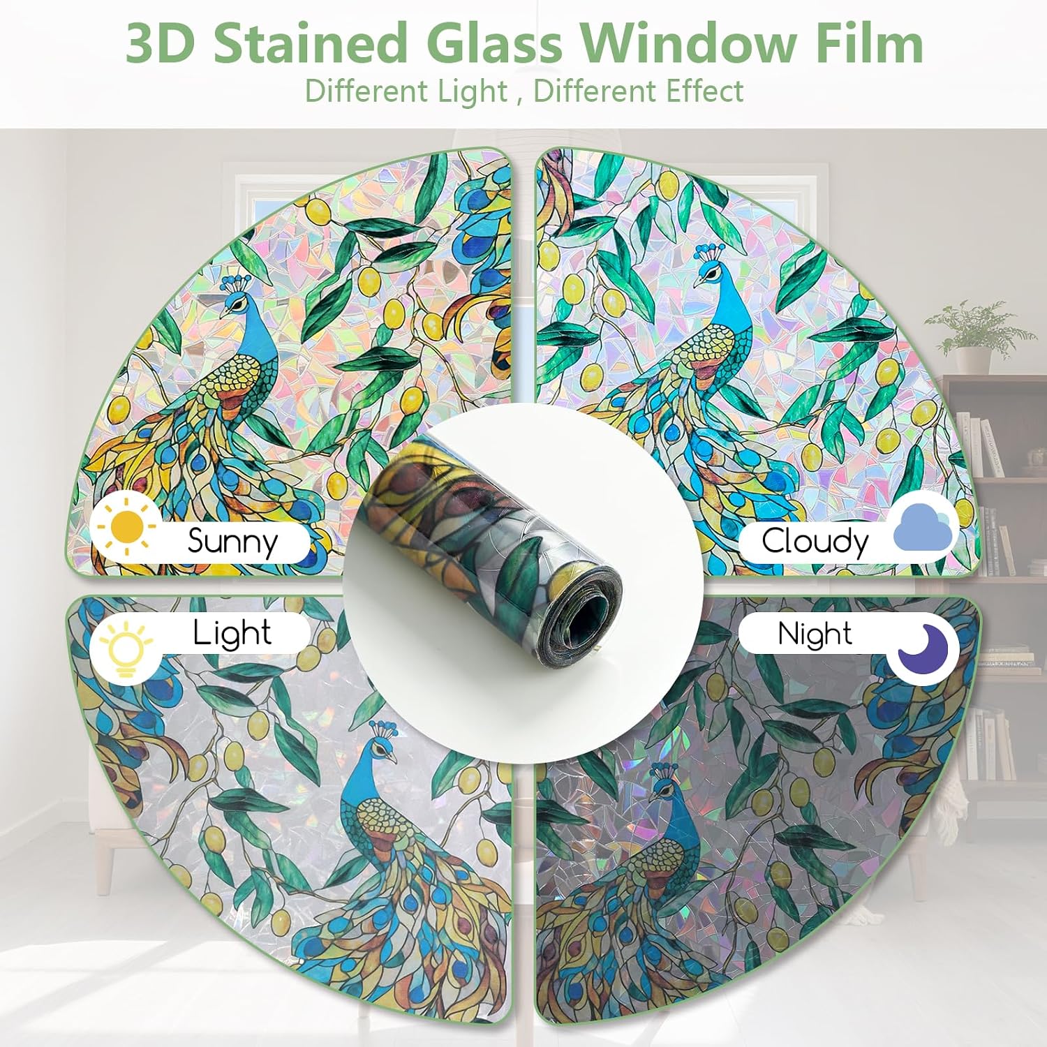 Detalle 2 de KROMAPOLIS Film fenêtre électrostatique effet vitrail 3D anti-regard (90×200 cm) avec filtre UV