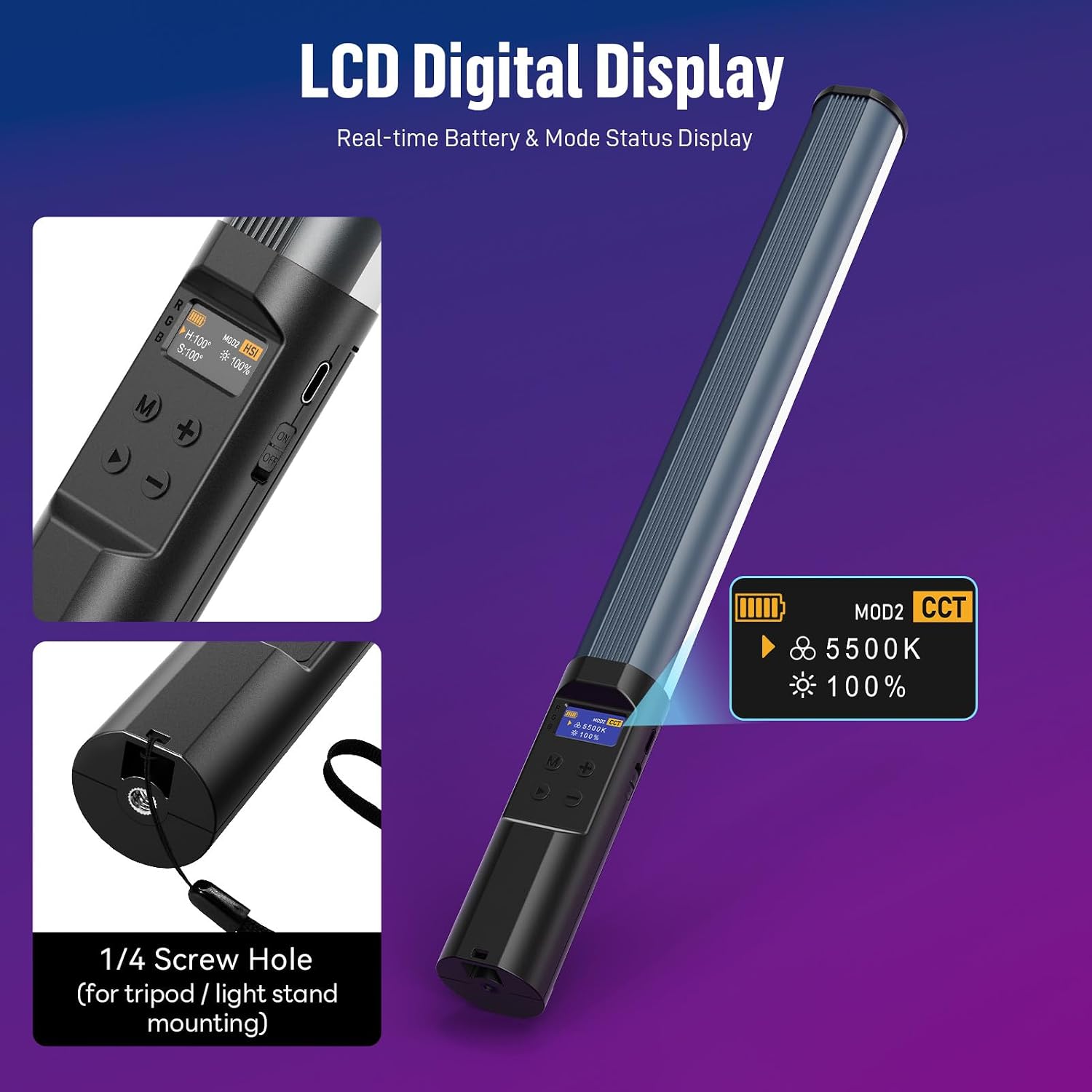 Thumbnail 4 de Heysliy RGB Light Wand 2600mAh photography stick