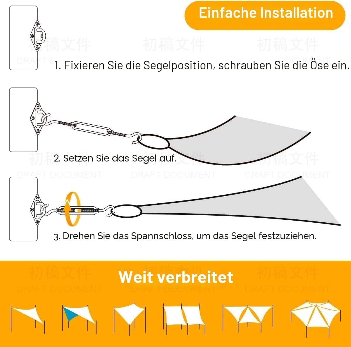 Detalle de Morzejar Sonnensegel Befestigung Set M6 (Edelstahl 304) für Dreieck & Quadrat
