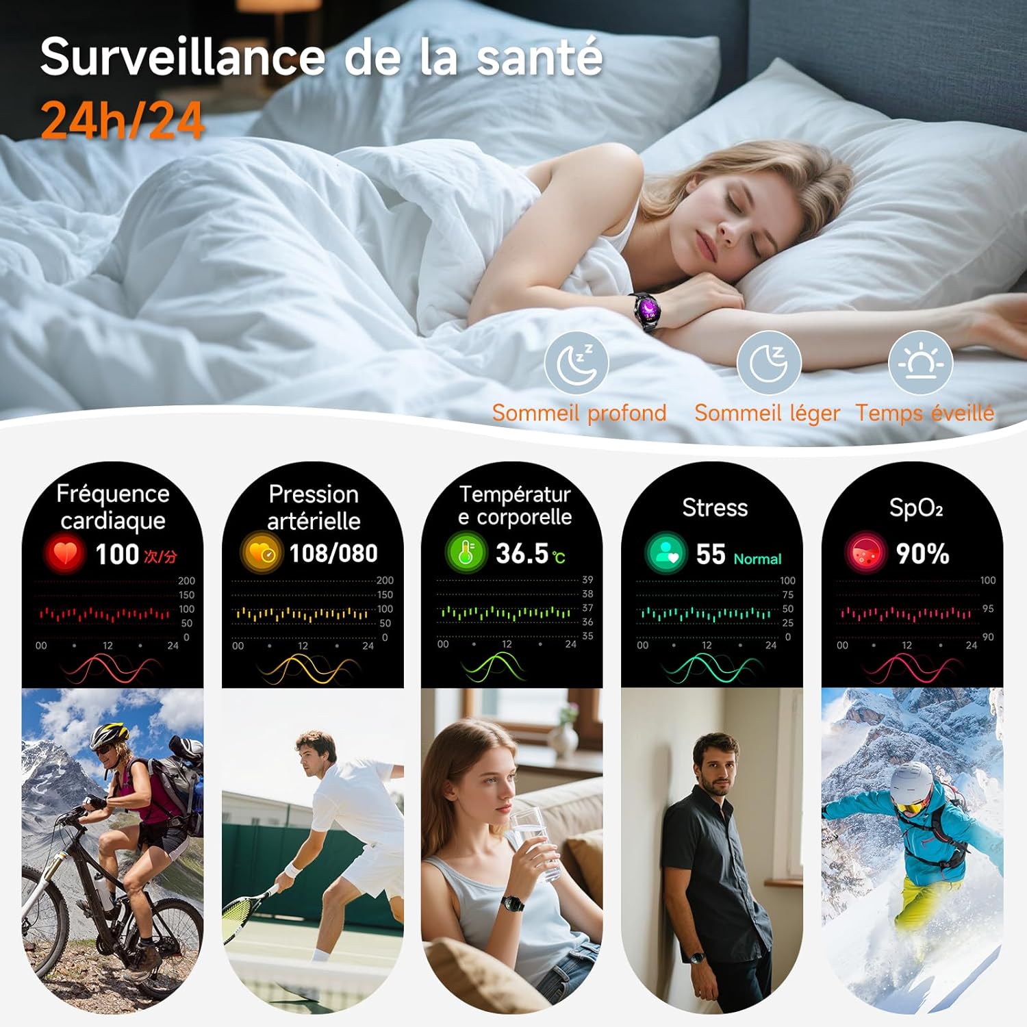 Thumbnail 3 de Lgnitek 2026 : montre connectée homme AMOLED 1,43" avec ECG, HRV, pression artérielle et SOS