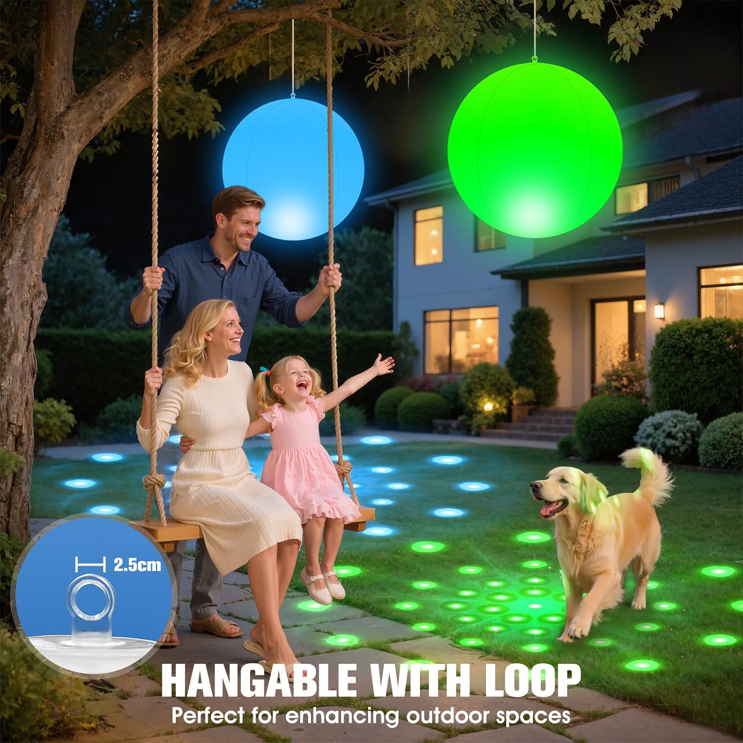 Detalle de KingSom 2026 Lumière Piscine Flottante — Boule lumineuse IP68 Ø38 cm, 2 pièces