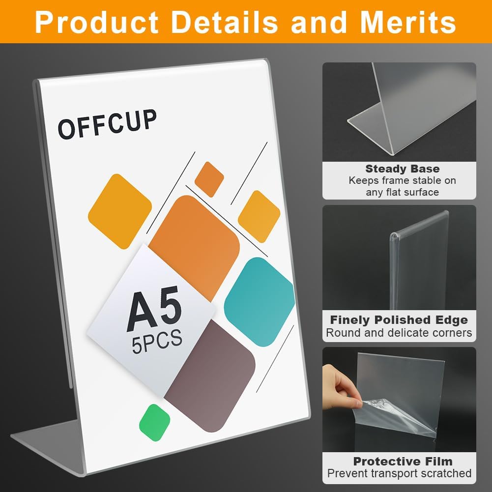 Thumbnail 2 de OFFCUP Acryl Display Ständer (5er-Set) für A5 – doppelseitiger L-Ständer als Menükartenhalter