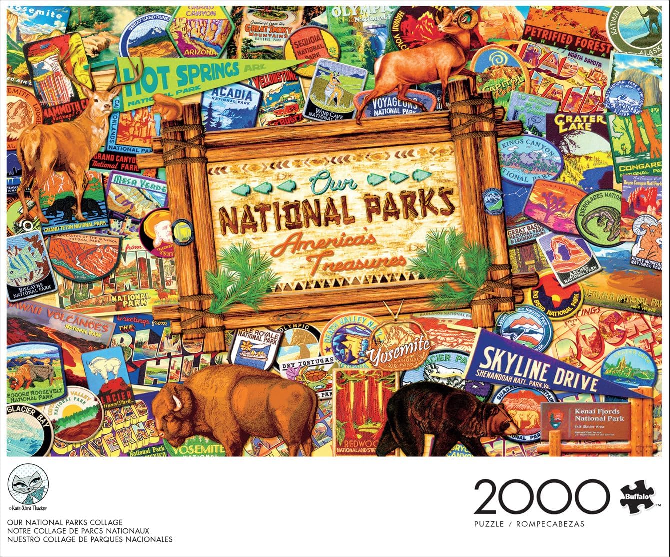 Detalle de Buffalo Games Kate Ward Thacker Our National Parks Collage 2000-Piece Jigsaw Puzzle (38.50 x 26.50)