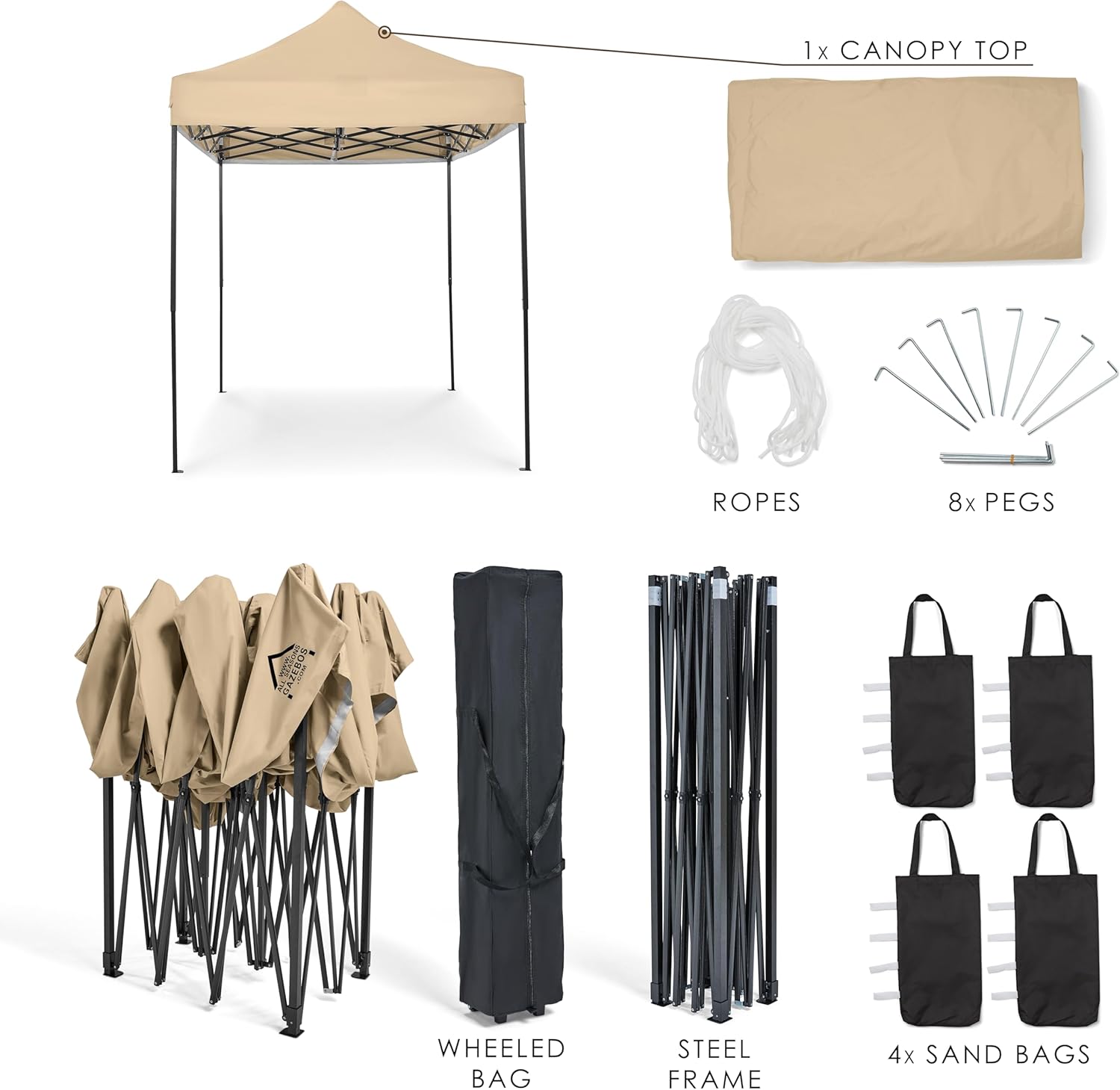 Thumbnail 3 de All Seasons Gazebos Gazebo Pop-up 3x2m Beige – impermeabile, facile da montare