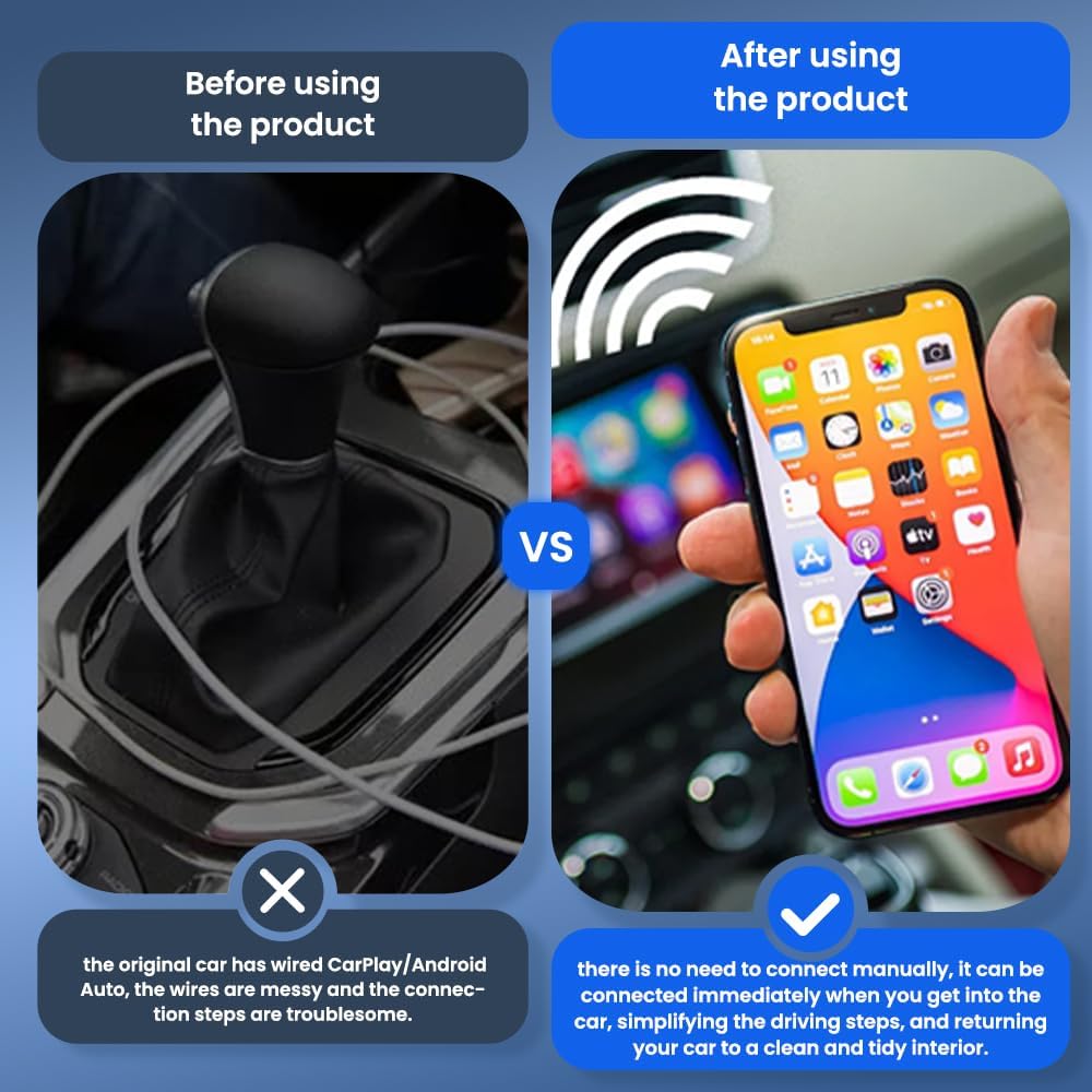 Detalle de Carlinkit MINI-Ultra Adapter: Wireless CarPlay & Android Auto, USB-A/USB-C