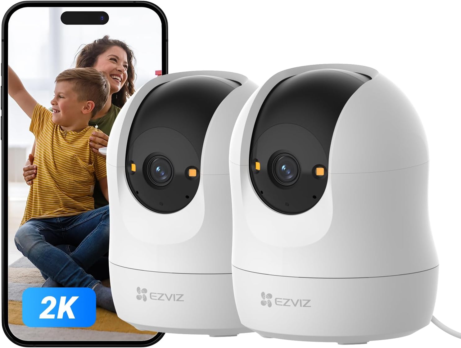 Detalle de EZVIZ 2K Caméra Surveillance WiFi Intérieur C6N G1 2K 2PK : Babyphone, Suivi Auto-Zoom et Détection Humain