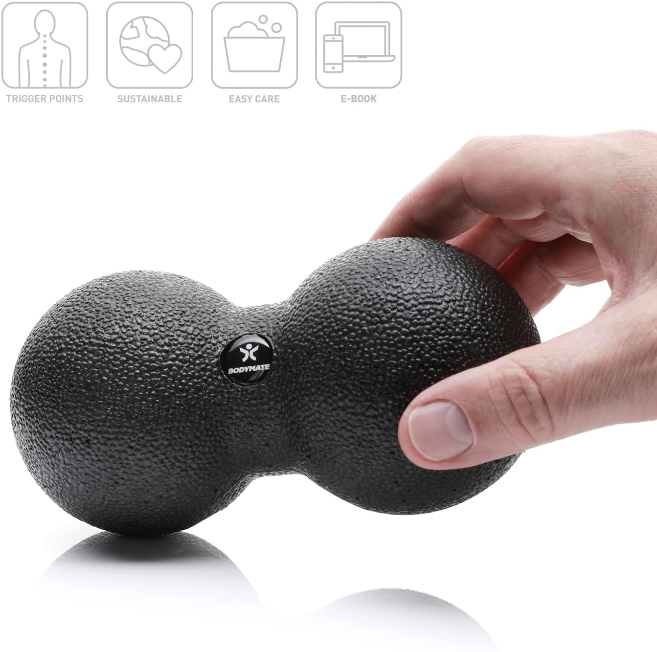 Thumbnail 1 de BODYMATE Faszien-DUO-Ball Schwarz – Selbstmassage-Ball fürs Faszientraining (8 cm / 16 cm)