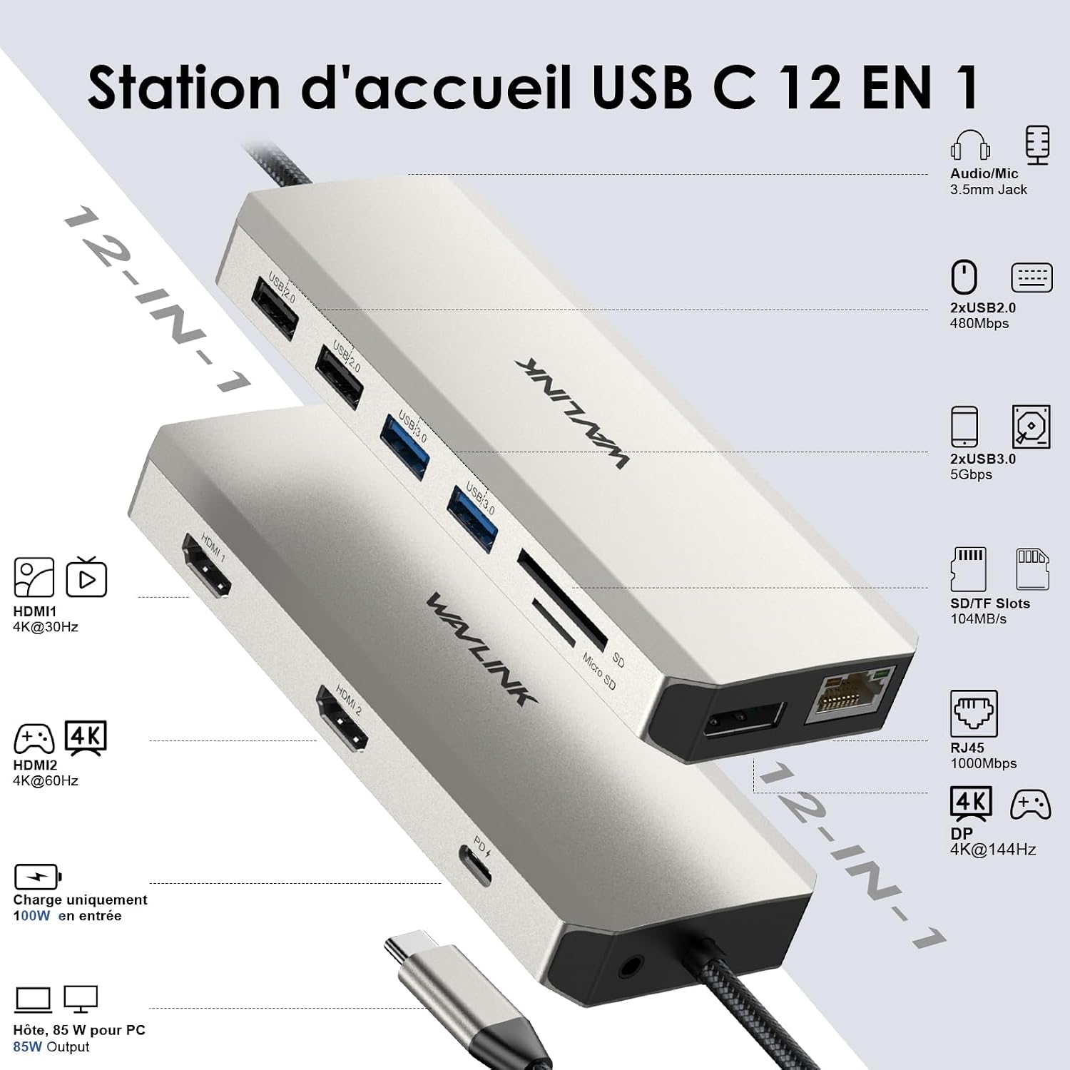 Thumbnail 1 de WAVLINK Station d'accueil USB-C 100W
