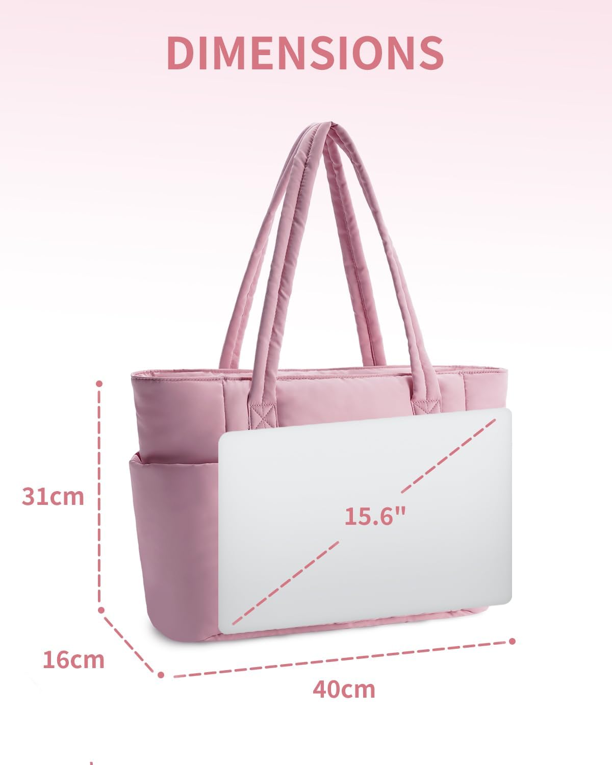 Detalle de Ceneda Quilted Puffer Tote Bag for Women: Lightweight, 15.6in Laptop Ready & All‑Day Comfort