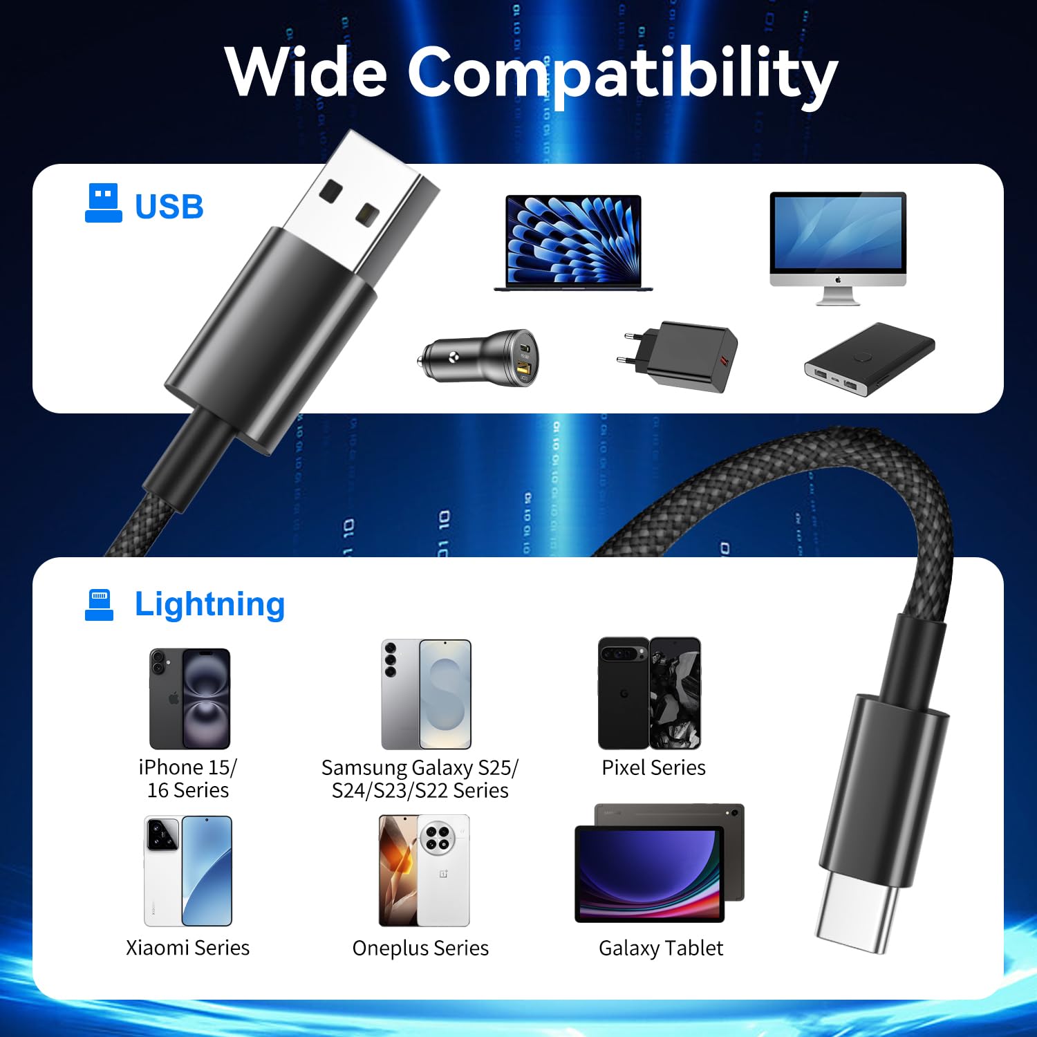 Thumbnail 5 de Bimker Cavo USB Type-C 60W 1m 3 pezzi