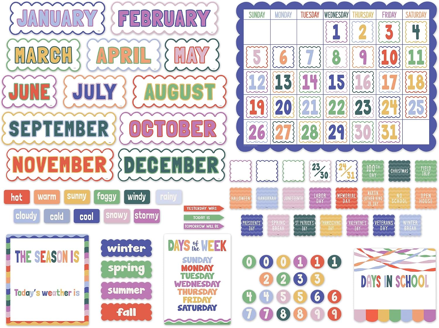 Detalle 2 de Teacher Created Resources Classroom Calendar Bulletin Board, 110 Pieces
