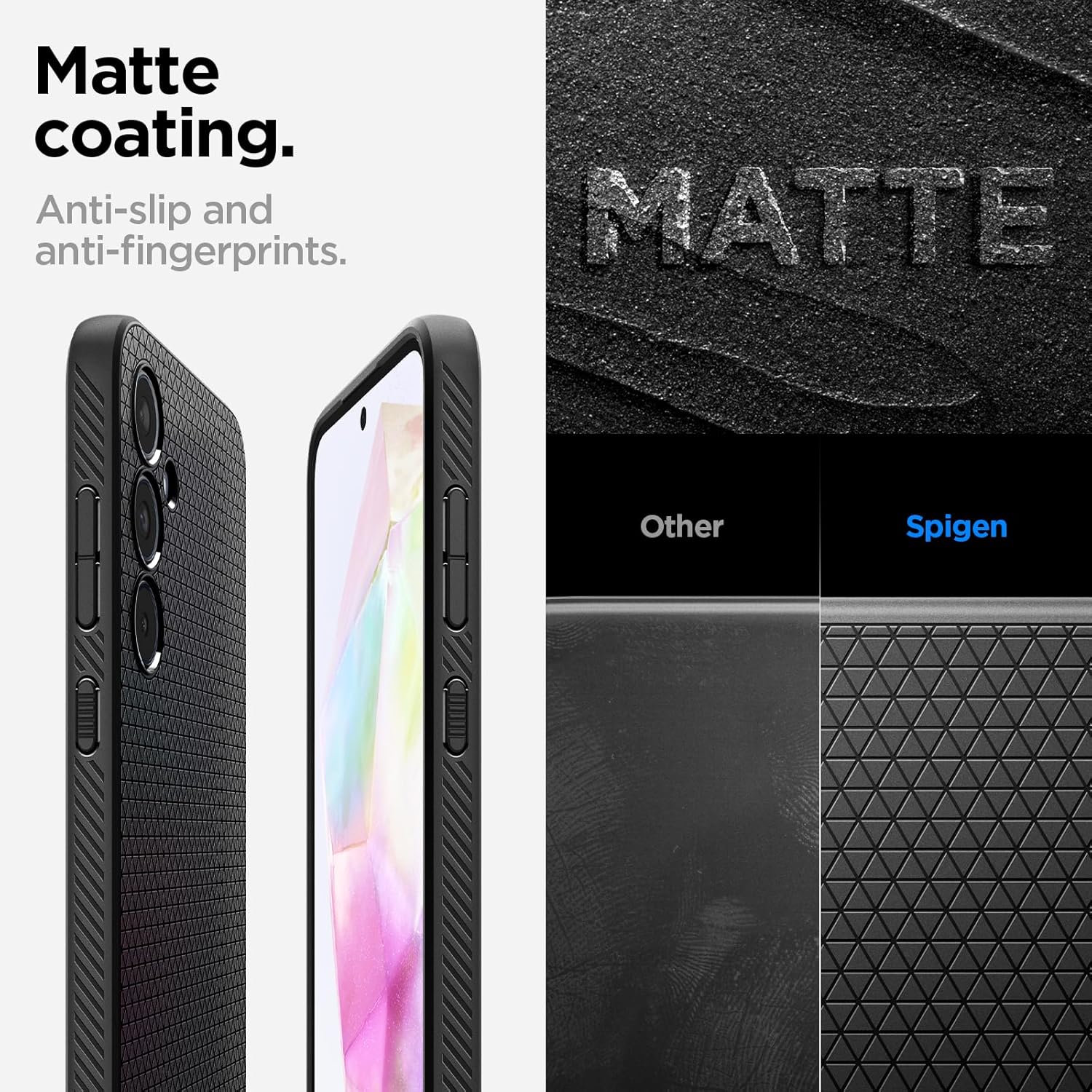 Detalle de Spigen Liquid Air per Samsung Galaxy A35 5G, cover in TPU nero opaco