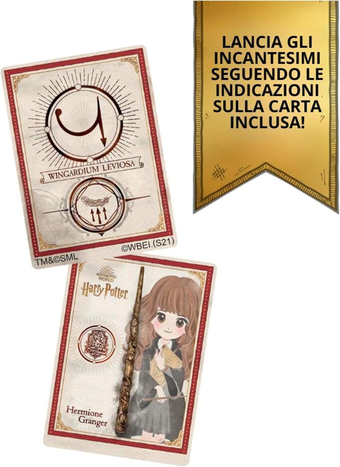 Detalle 2 de Bacchetta degli Incantesimi di Hermione Granger – Wizarding World, 30,5 cm con Carta Incantesimo