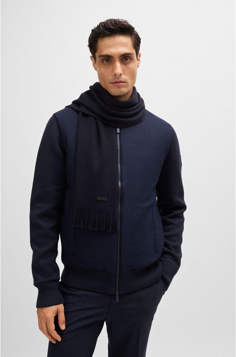 Thumbnail 6 de BOSS Hommes Albas écharpe en maille Raschel en laine vierge, longueur 170 cm