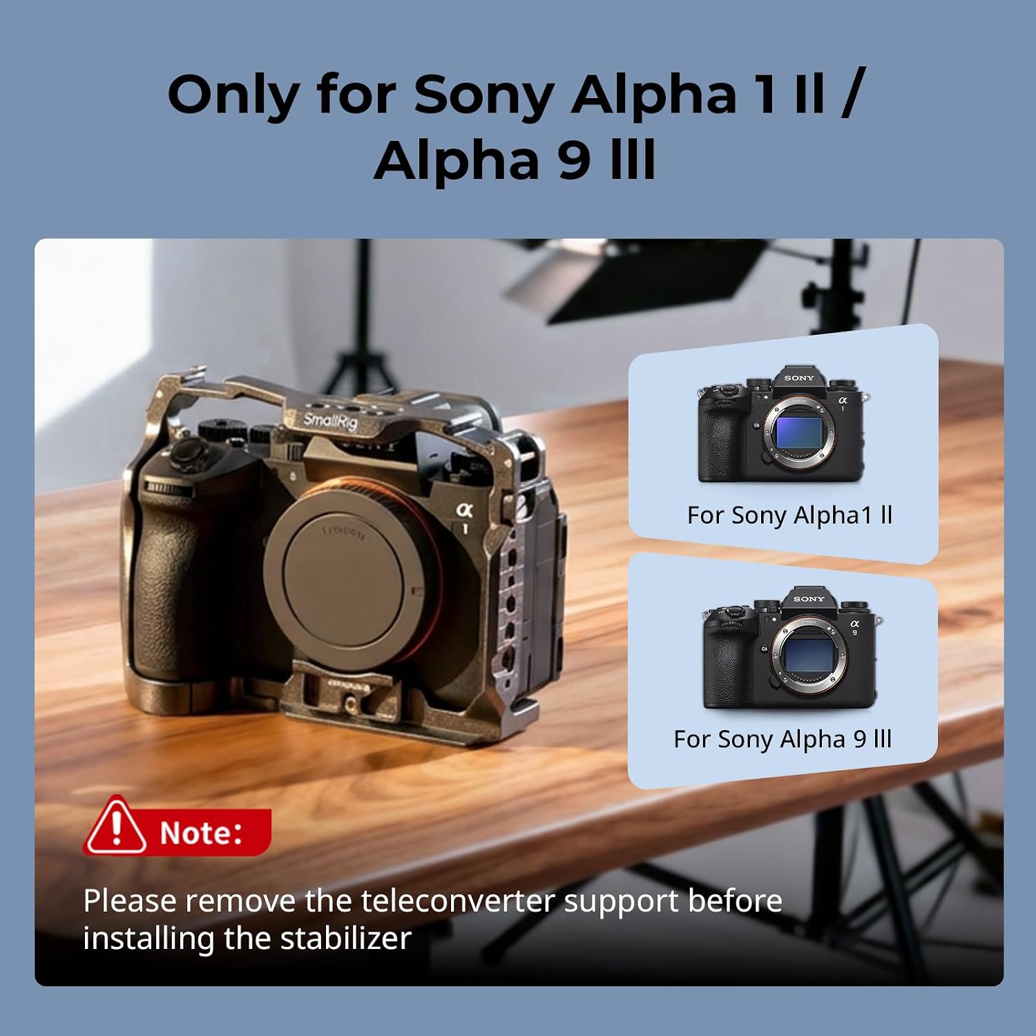Detalle 2 de SMALLRIG Normal Cage für Sony Alpha 1 II / Alpha 9 III mit Telekonverterhalterung und Arca-Schnellwechselplatte