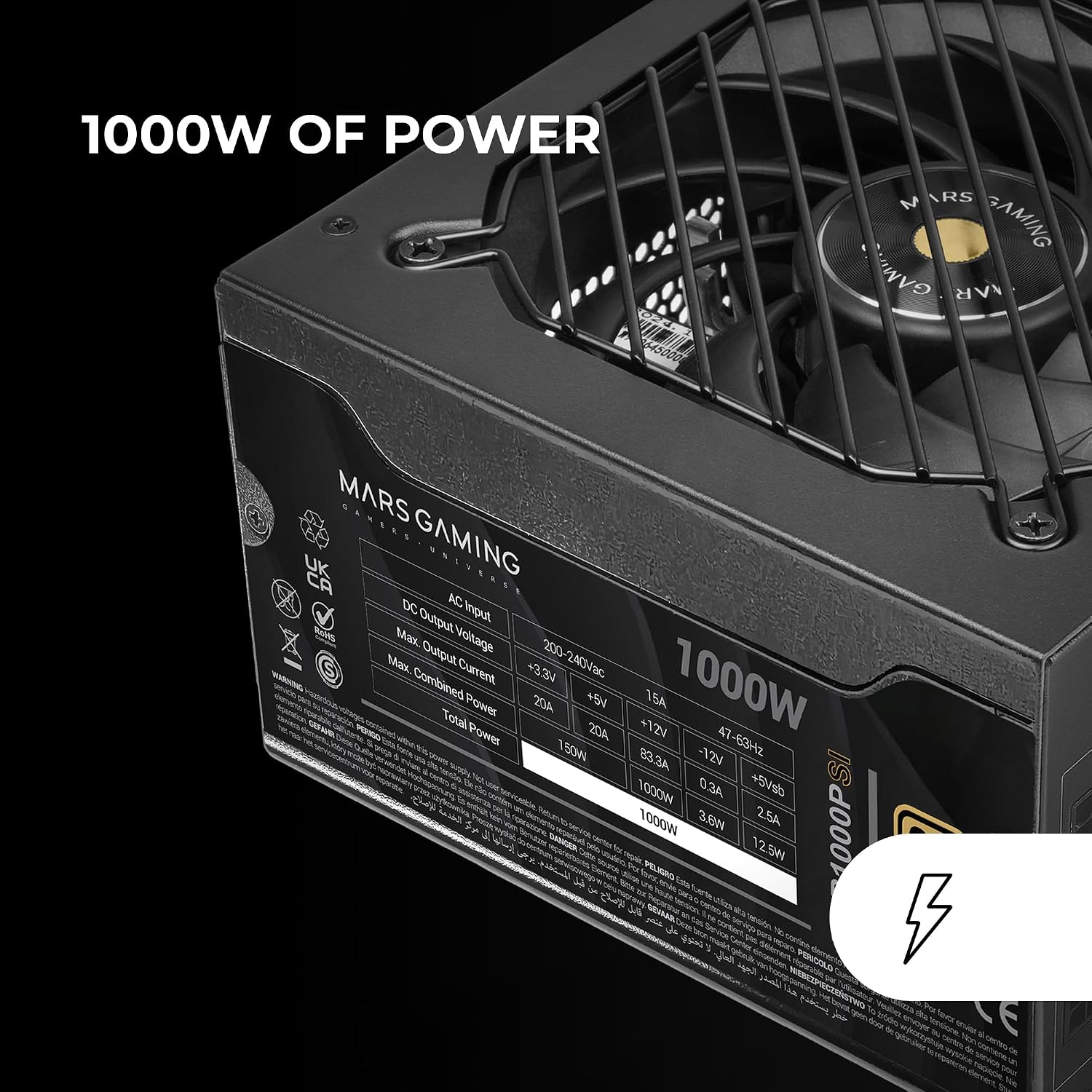 Thumbnail 1 de MARS GAMING MPB1000PSI 1000W Vollmodulares ATX-Netzteil (80 PLUS Gold, ATX 3.1/PCIe 5.1, 10 Jahre Garantie)