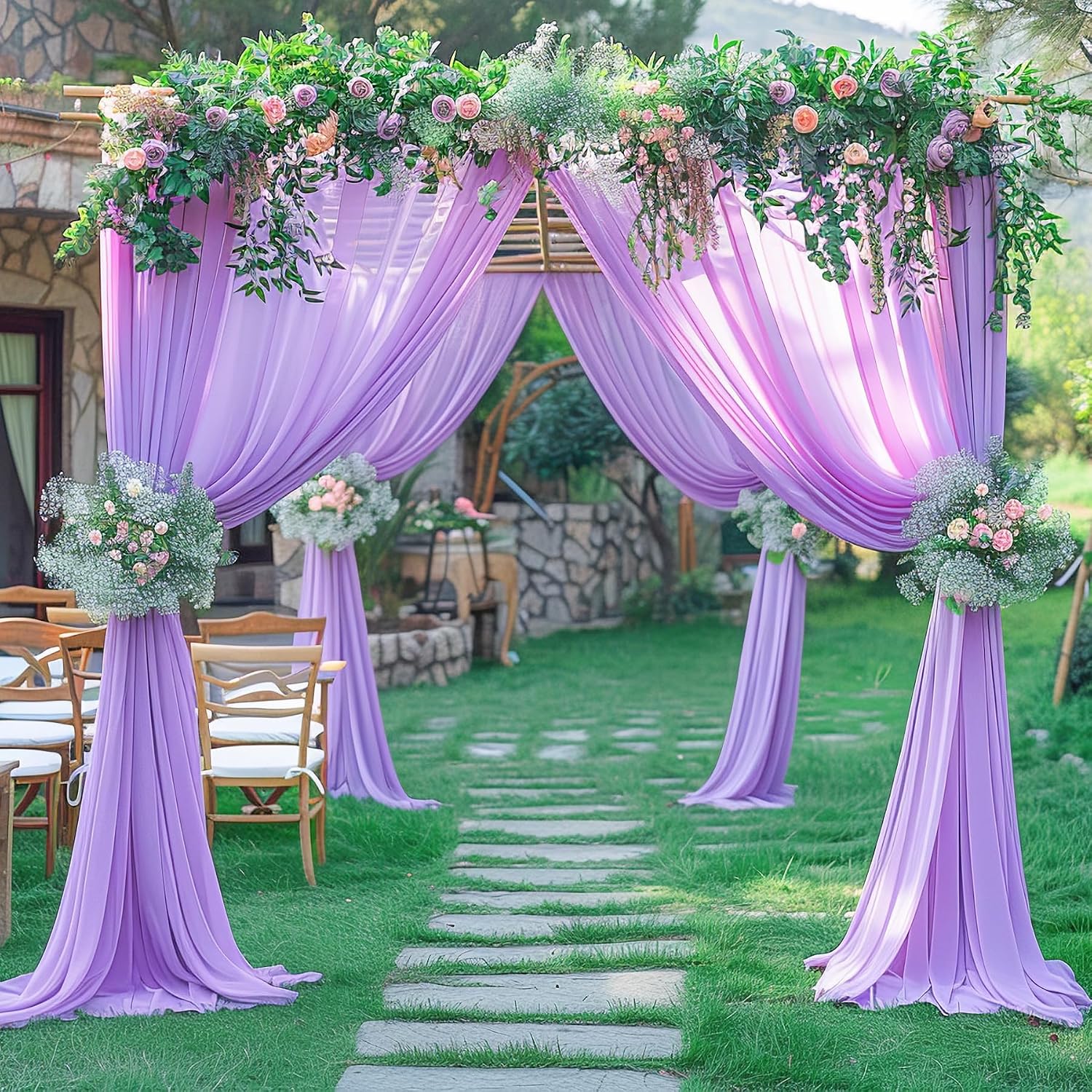 Thumbnail 5 de gogoparti CP34 Lavender Sheer Wedding Arch Drapes, 19 Ft, 2 Panels