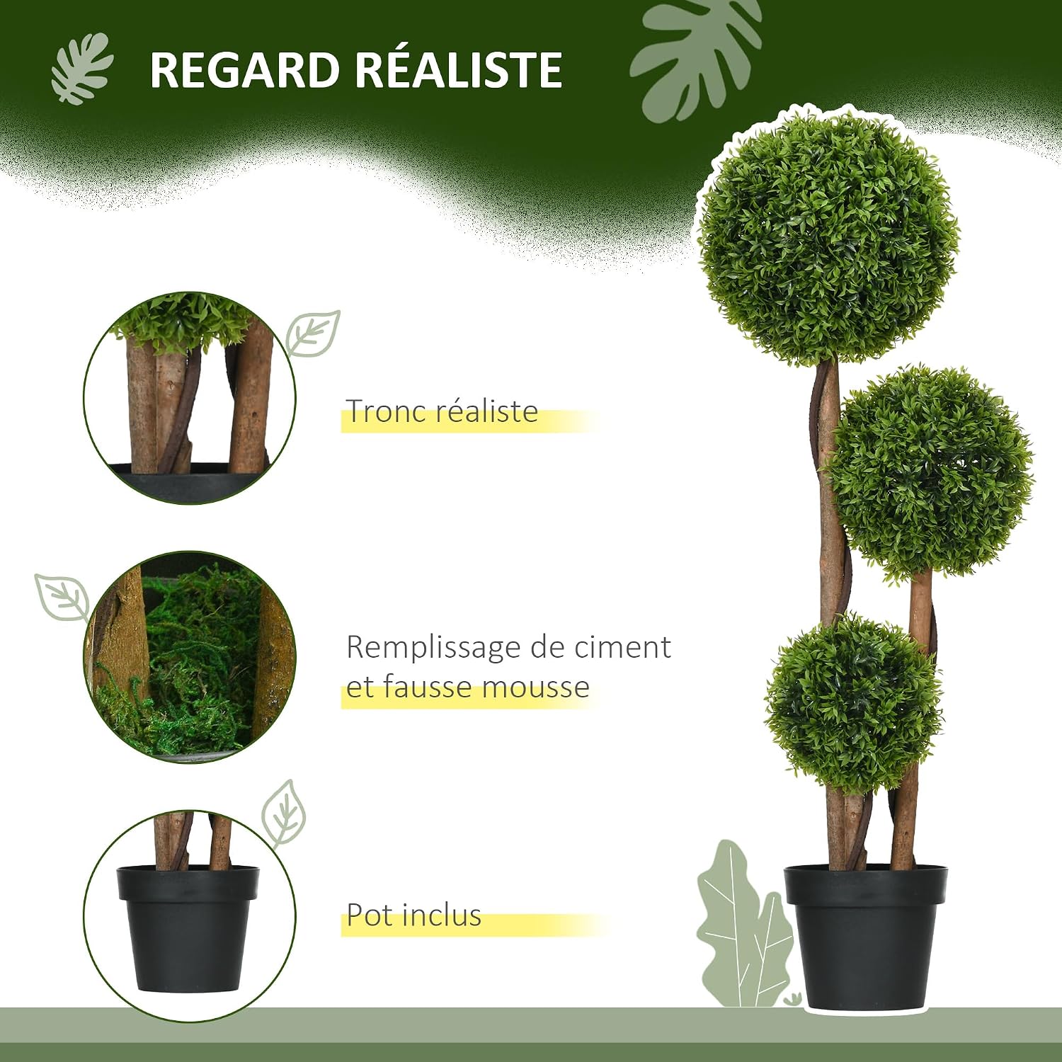 Detalle 2 de HOMCOM Arbre artificiel buis 110 cm