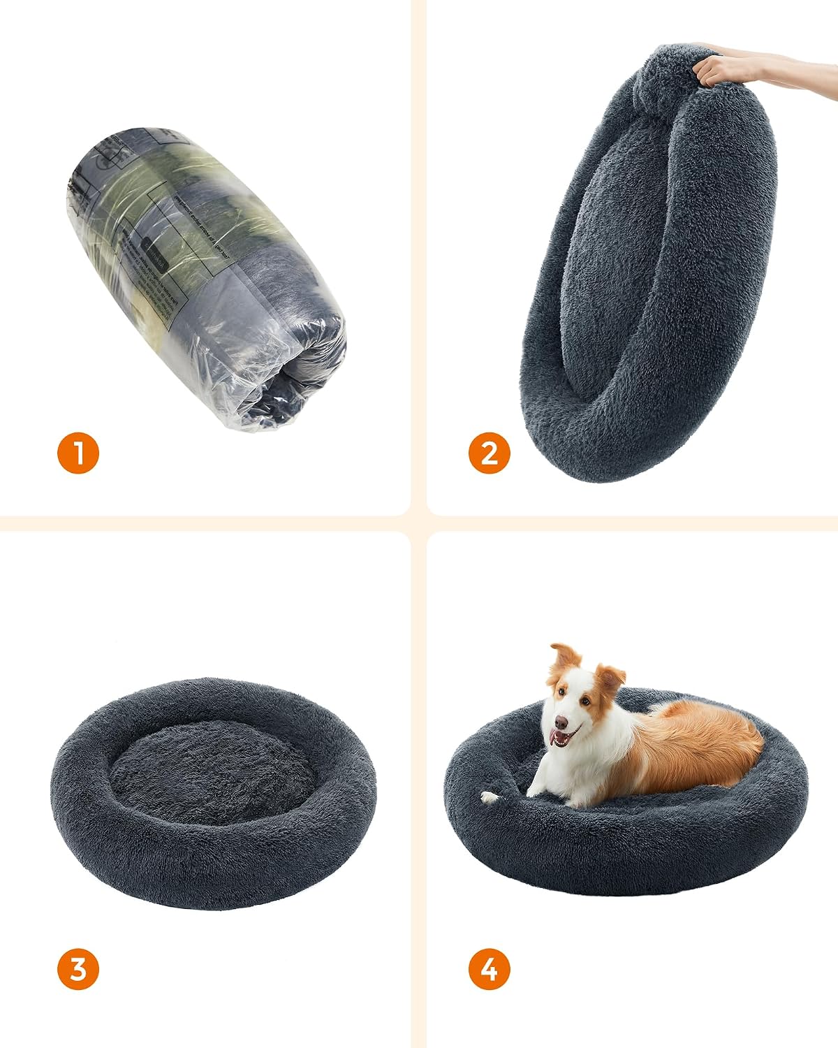 Thumbnail 6 de Feandrea Hundebett Donut 100 cm dunkelgrau