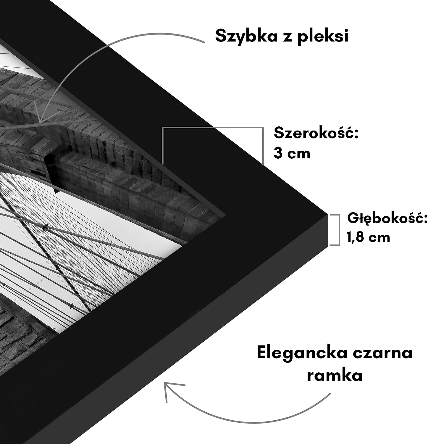 Detalle de Americanflat Epic szeroka czarna ramka na zdjęcia 50 × 70 cm z pleksi
