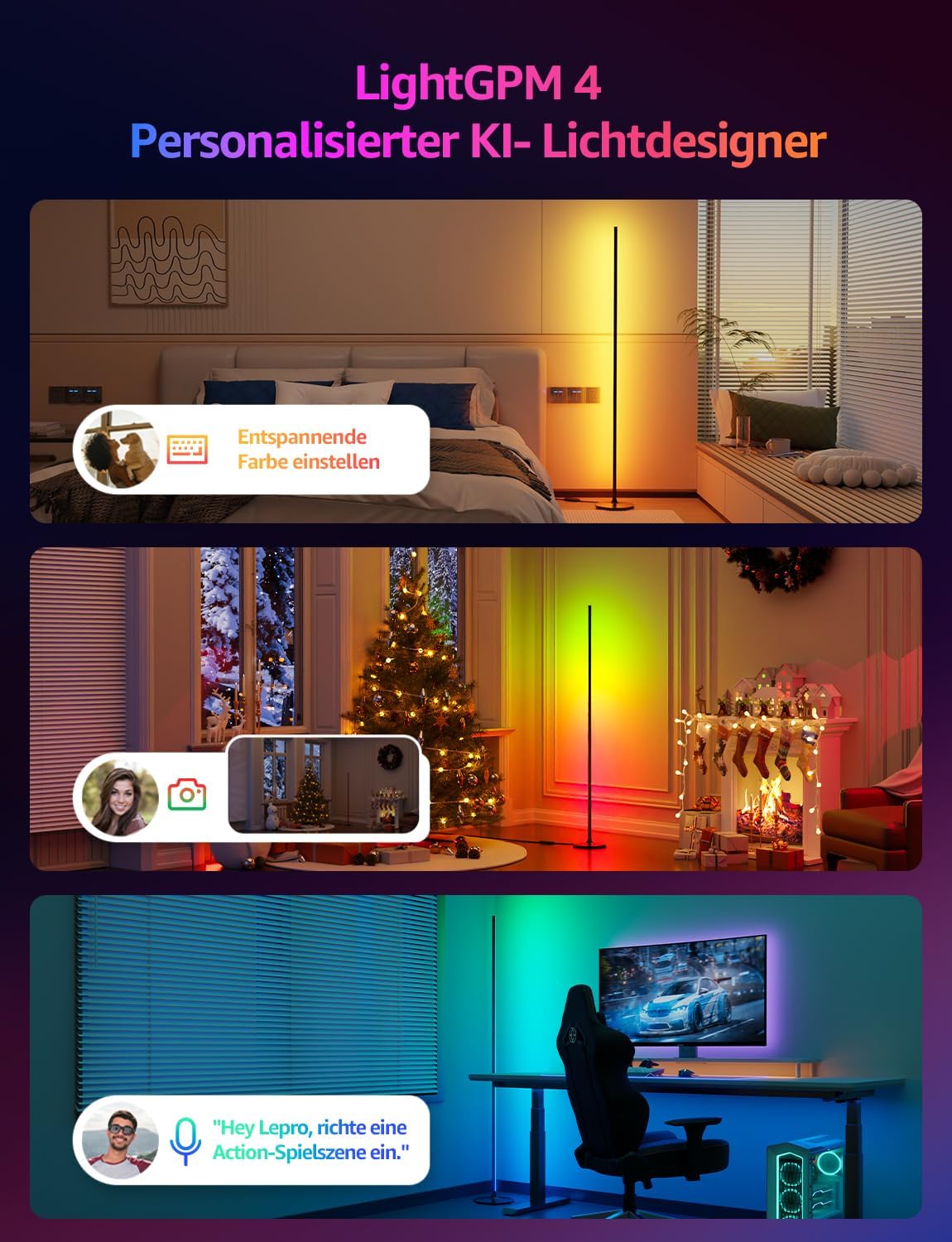 Detalle 2 de Lepro OE1 Stehlampe 16 Millionen Farben