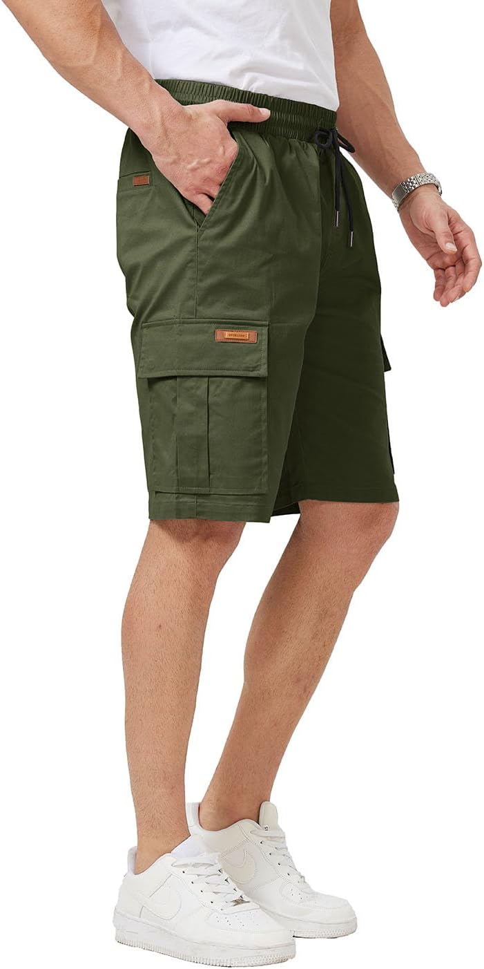 Detalle de Ougelebo Kurze Hosen Herren Cargo Shorts mit elastischer Taille und Tunnelzug