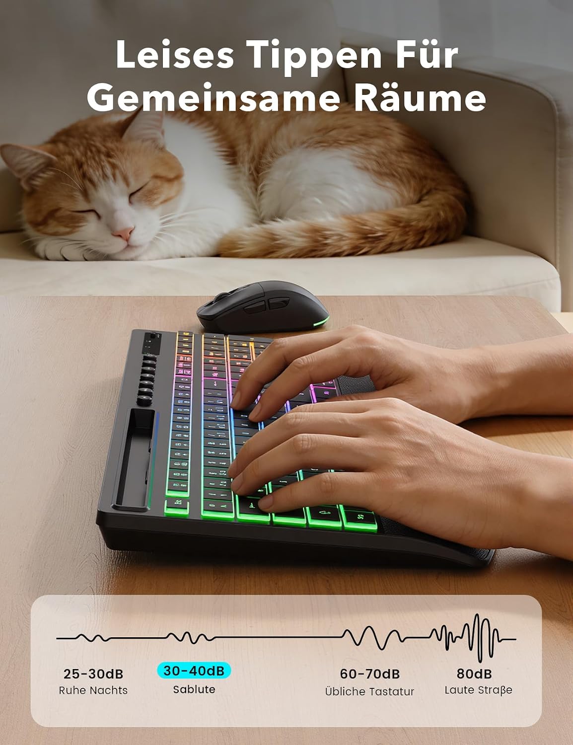 Thumbnail 6 de Tastatur Maus Set kabellos Beleuchtet KM22 Ultra – Vollständiges Home-Office Paket