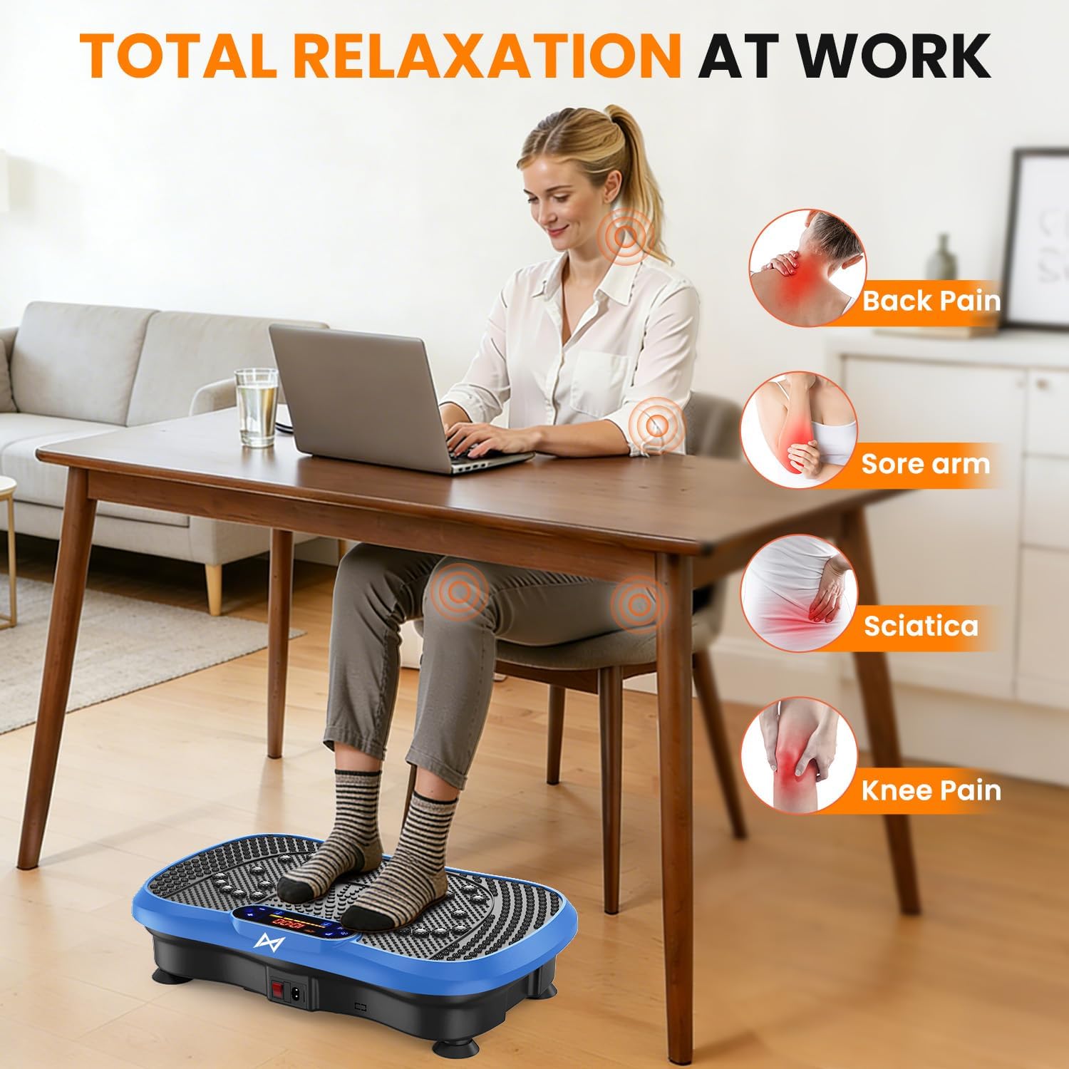 Detalle de AXV SLIM Vibration Plate Exercise Machine, 200W, 120 Levels, 5 Programs