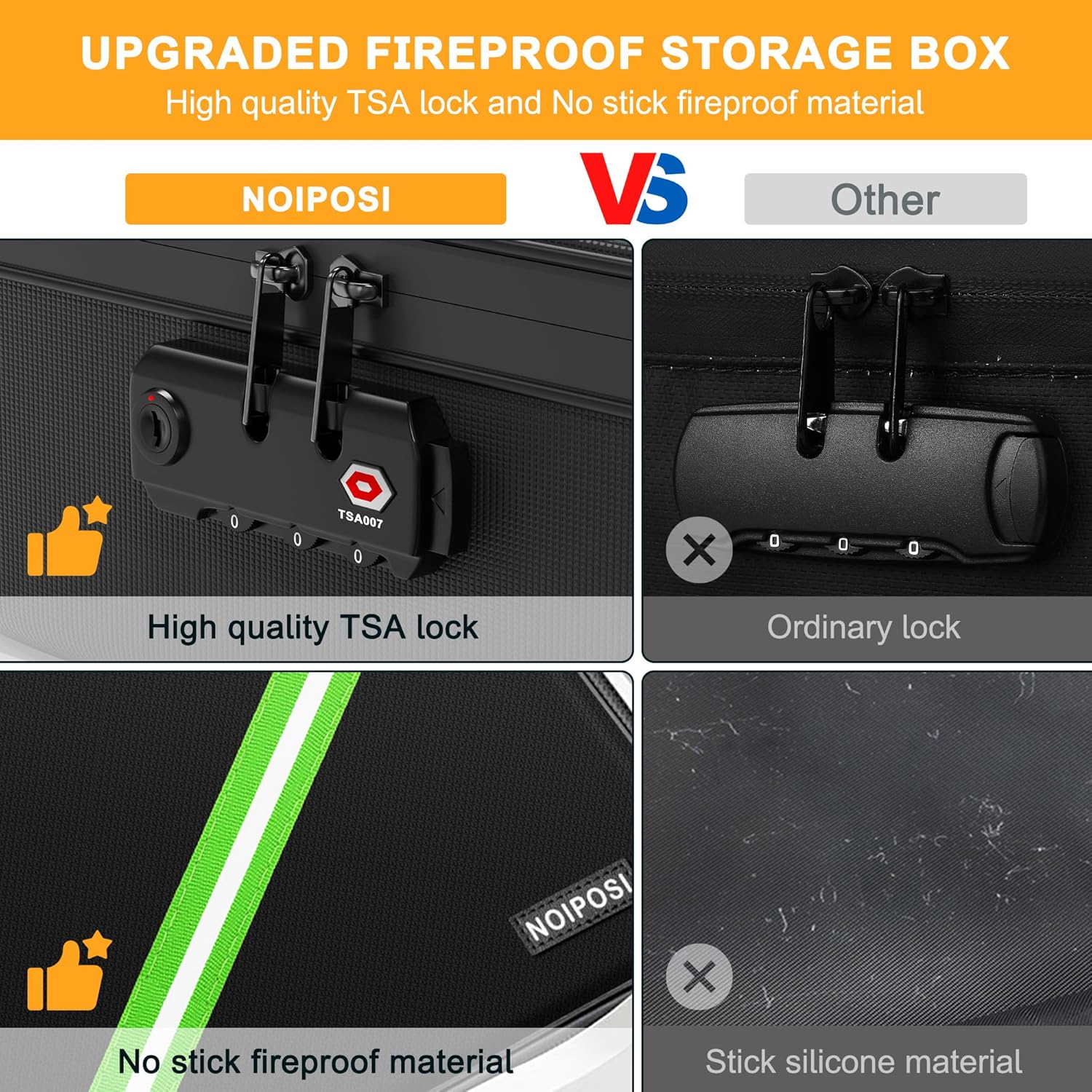 Thumbnail 4 de Noiposi Fireproof Document Box with Heated Insulation up to 5200°F and Digital Lock