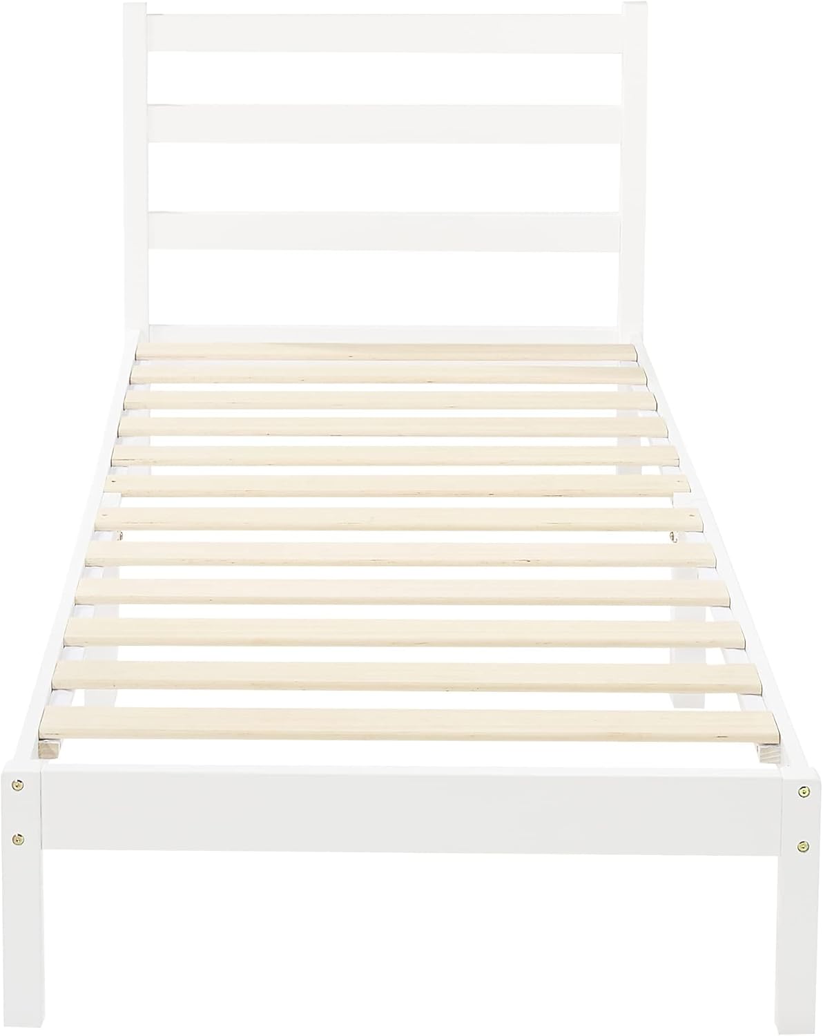 Detalle de Amazon Basics Struttura per letto in pino massiccio 90x190 cm - bianco, montaggio semplice