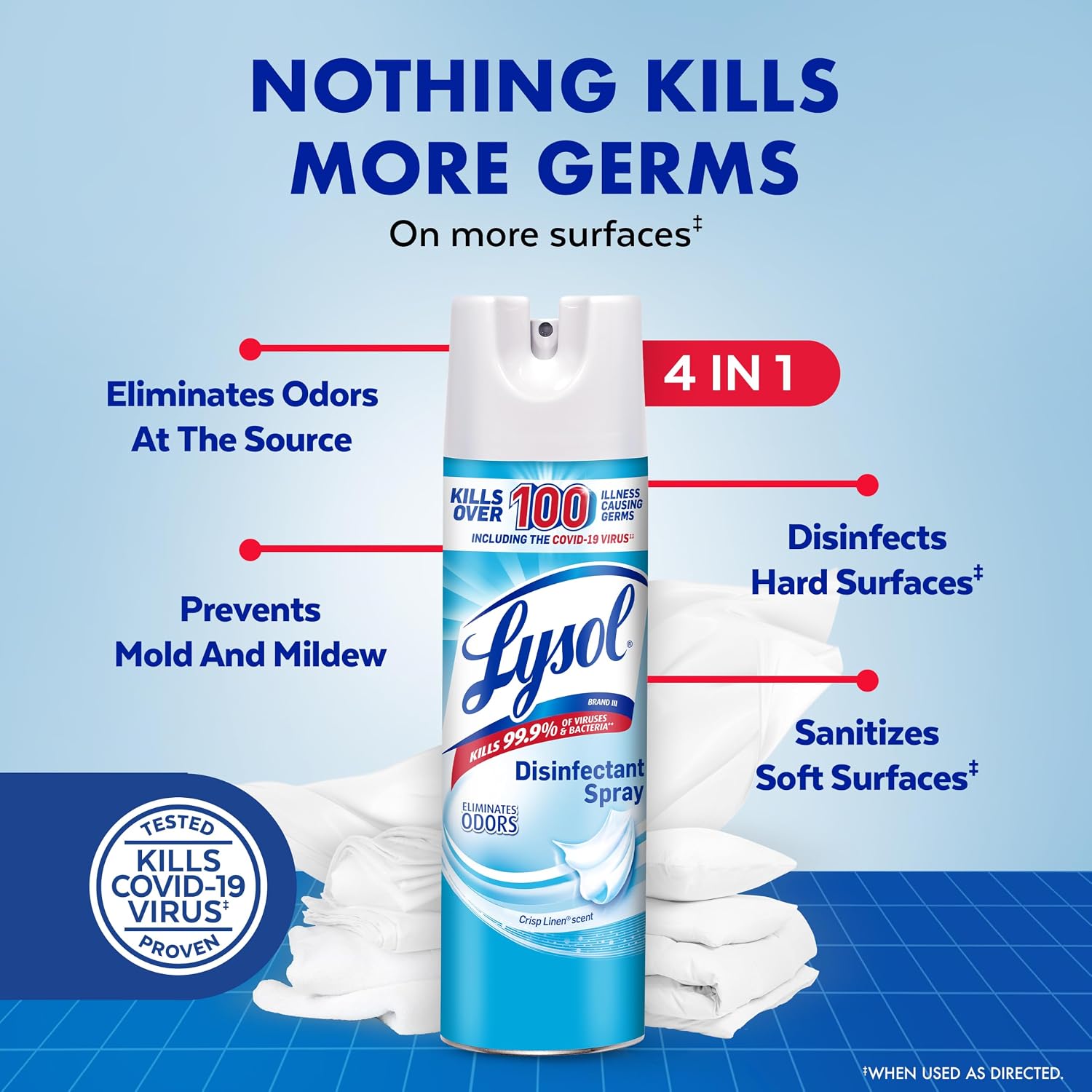 Thumbnail 1 de Lysol Disinfectant Spray, Crisp Linen, 19 oz — 2 Pack