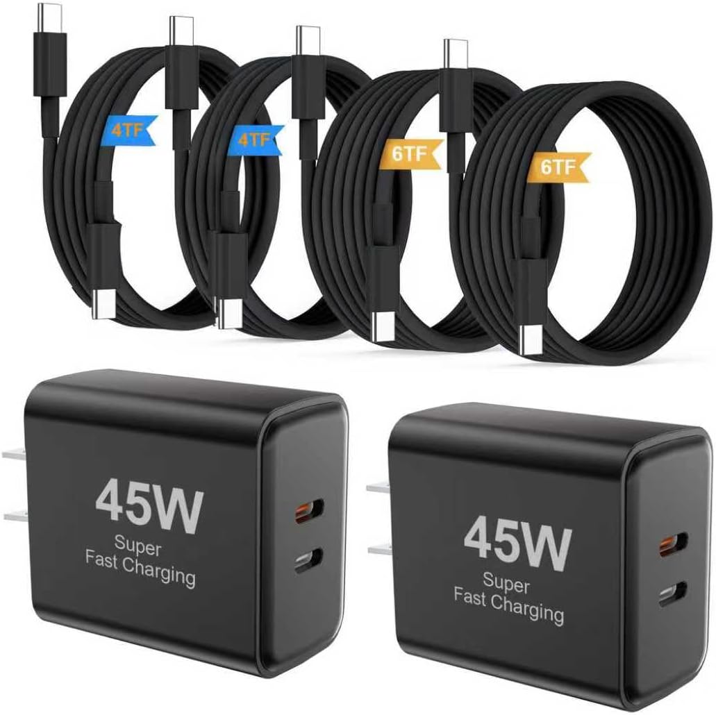 Detalle de GTRXHIJV OFS-721B 45W Dual USB-C Charger Kit with 4- and 6-Foot Cables