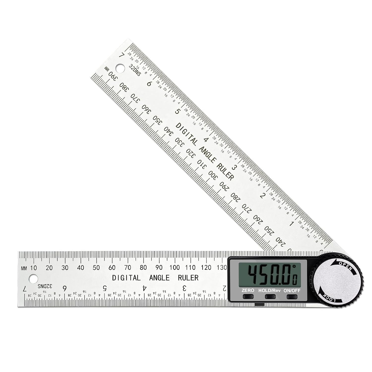 Detalle de Digital Angle Finder 0-360° — Stainless Steel Protractor with LCD Display