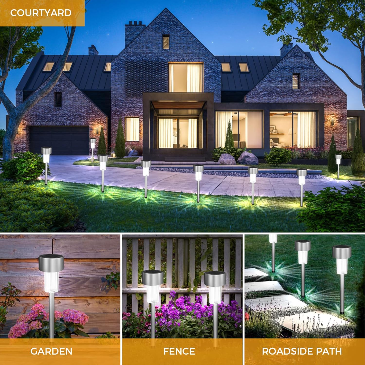 Thumbnail 6 de Jsdoin 12PCS Solar Garden Lights – stainless steel stake LEDs for pathways and patios