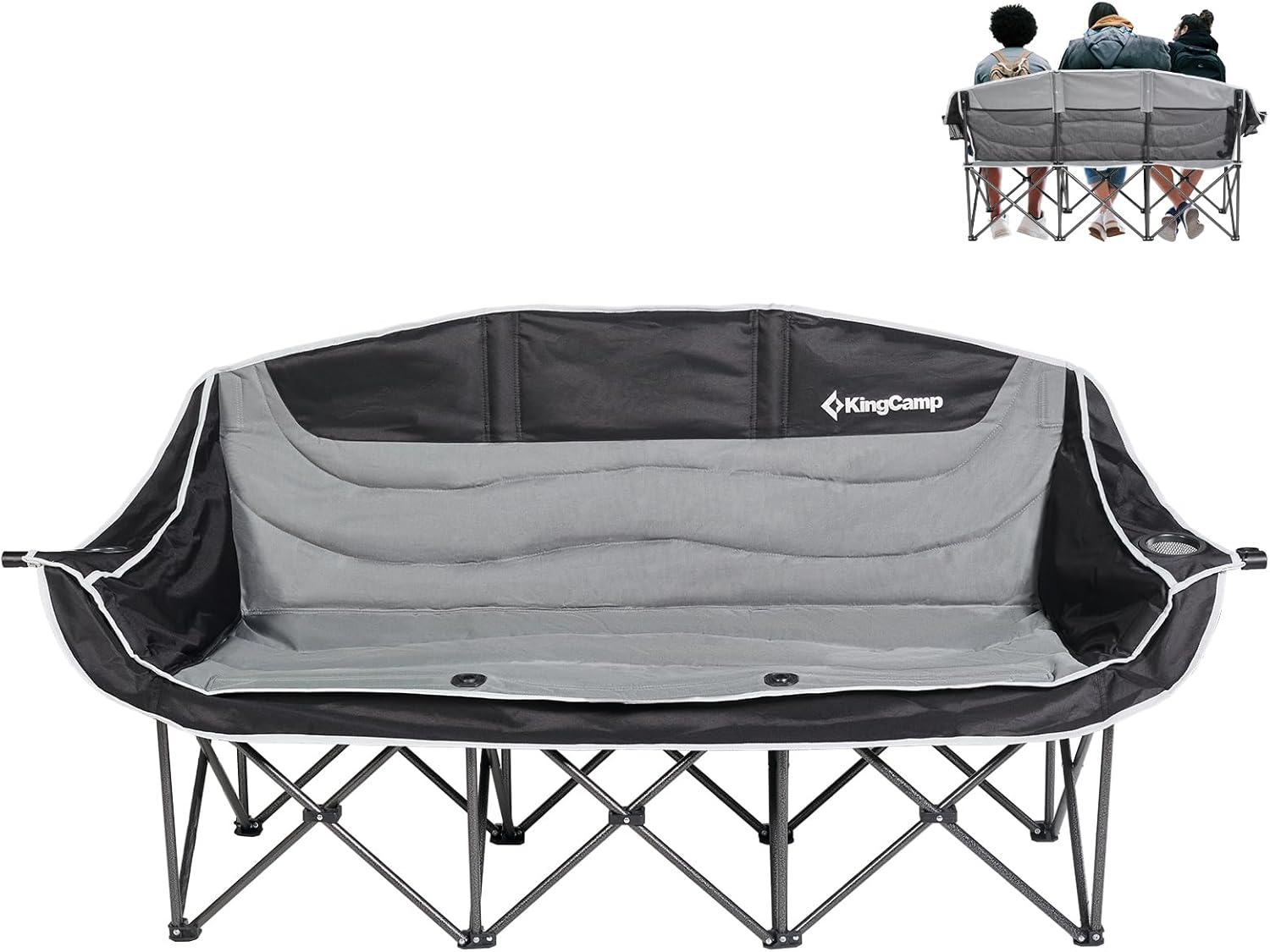 Detalle de KingCamp 3 Person Camping Chair: Oversized Heavy-Duty Loveseat for Outdoor Comfort