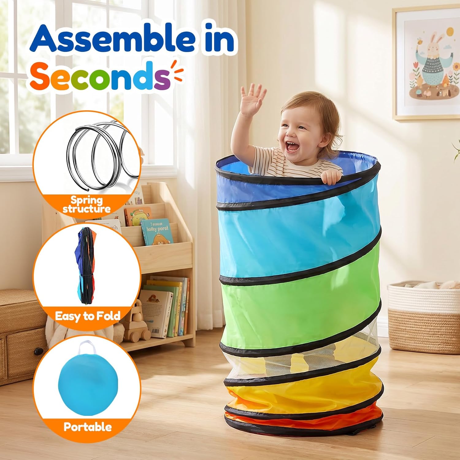 Thumbnail 4 de Kids Play Tunnel Tent for Toddlers — Pop‑Up Crawl Tunnel