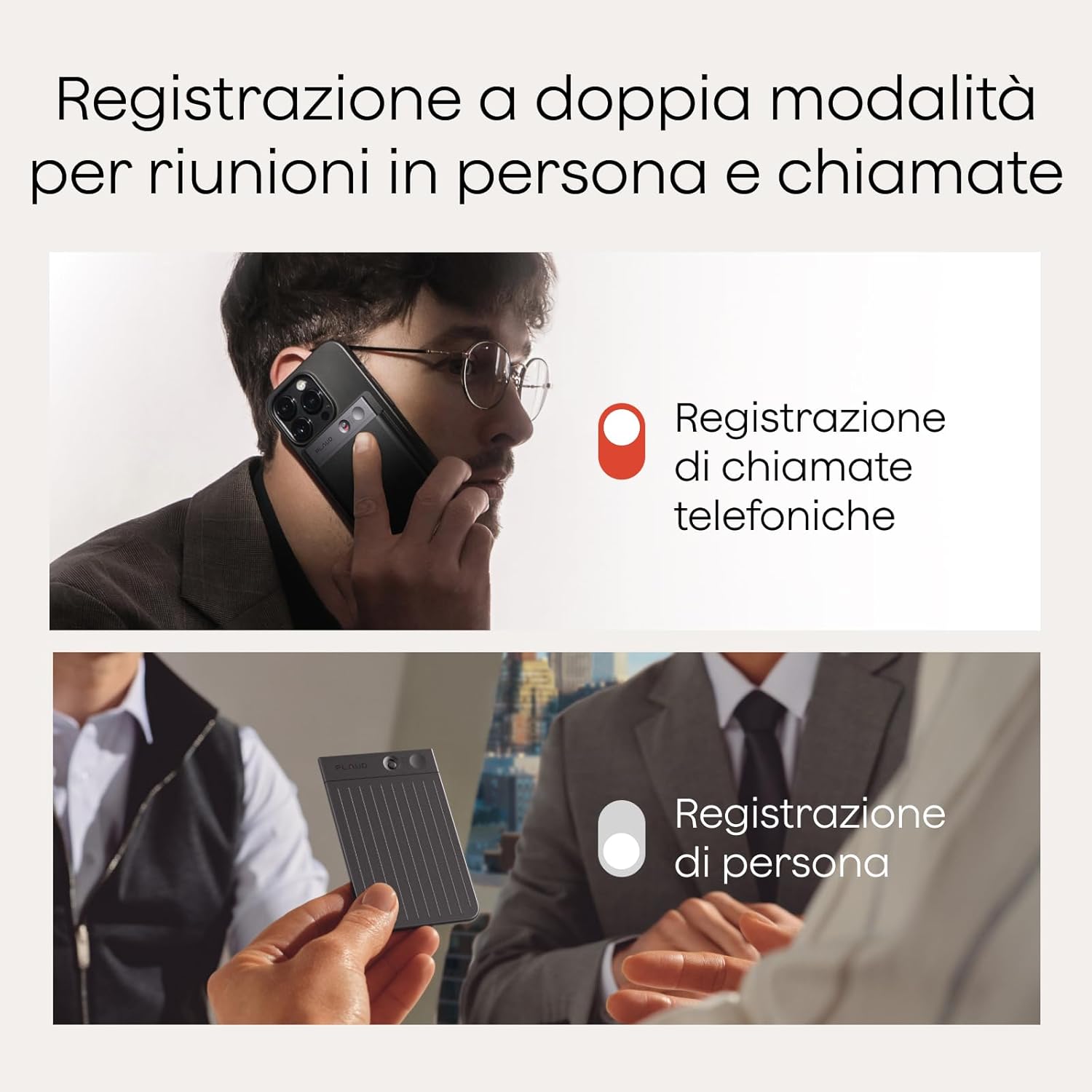 Detalle de Plaud Note Registratore Vocale AI Professionale: trascrizioni multilingue, riassunti e gestione sicura per riunioni e lezioni