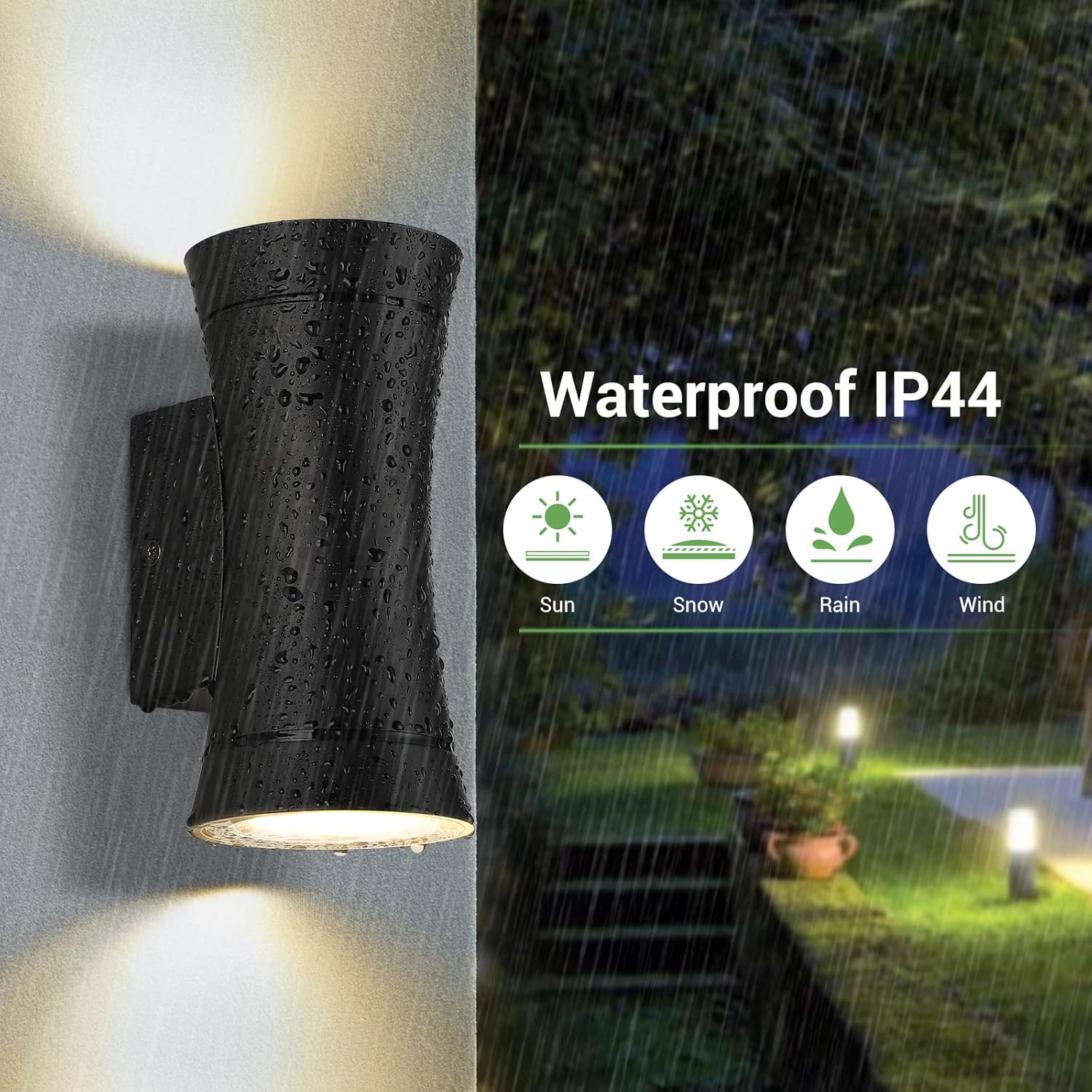 Thumbnail 2 de EDISHINE Up Down Outside Lights (Waterproof IP44) – Outdoor Wall Lights 2 Pack, Matte Black