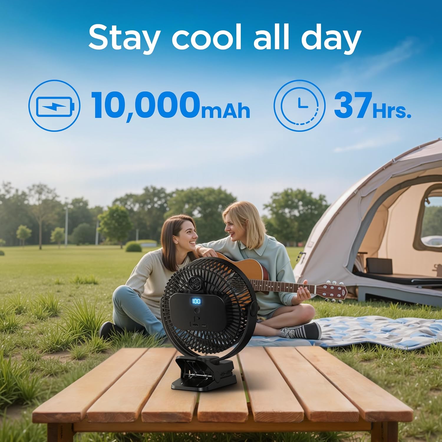 Thumbnail 2 de EasyAcc 10000mAh Portable Clip on Fan – All‑in‑one cooling and power bank