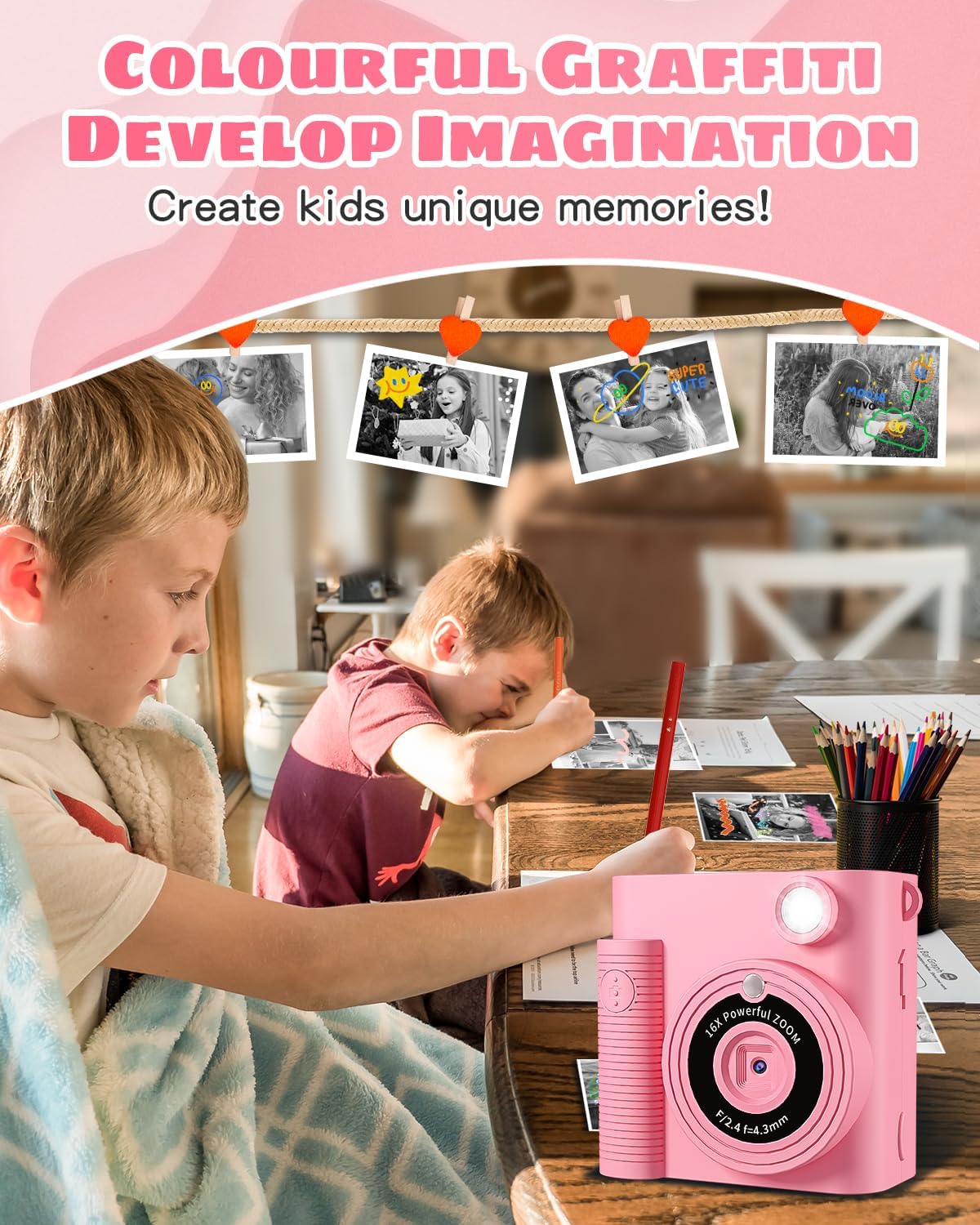Thumbnail 3 de CKATE Kids Camera Instant Print 1080P with 32GB