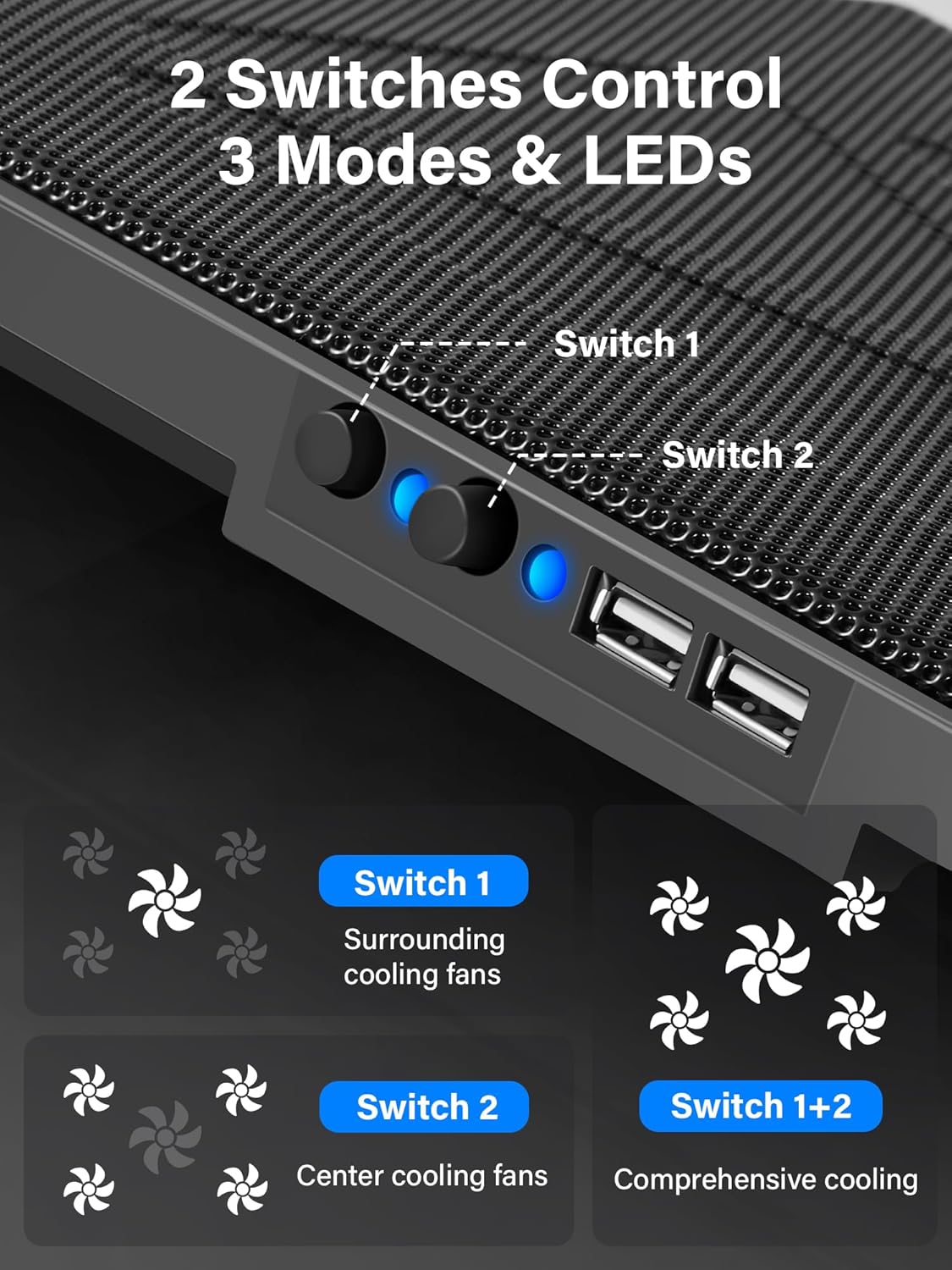 Detalle 2 de Kootek Laptop Cooling Pad 5 Fans