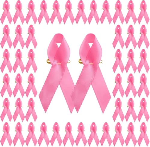 Detalle de Walkinbear lot de 120 broches Octobre Rose en satin, ruban rose 7,5 × 4 cm